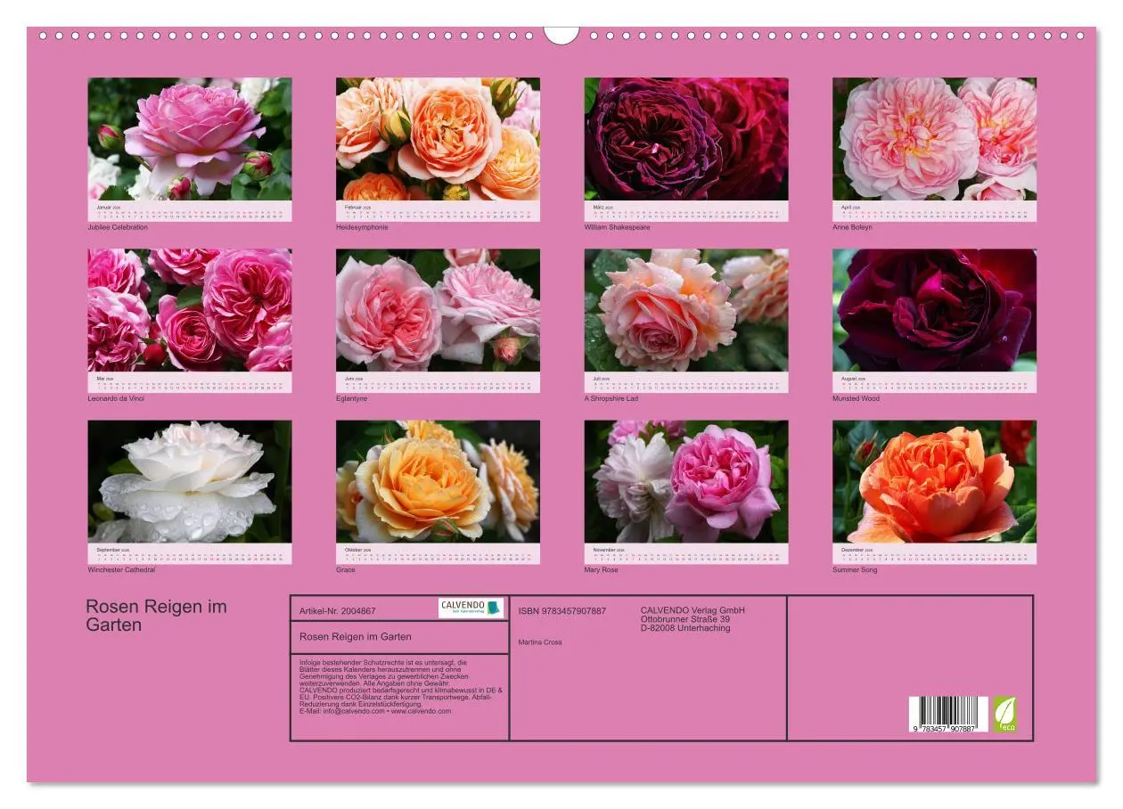 Bild: 9783457907887 | Rosen Reigen im Garten (Wandkalender 2026 DIN A2 quer), CALVENDO...