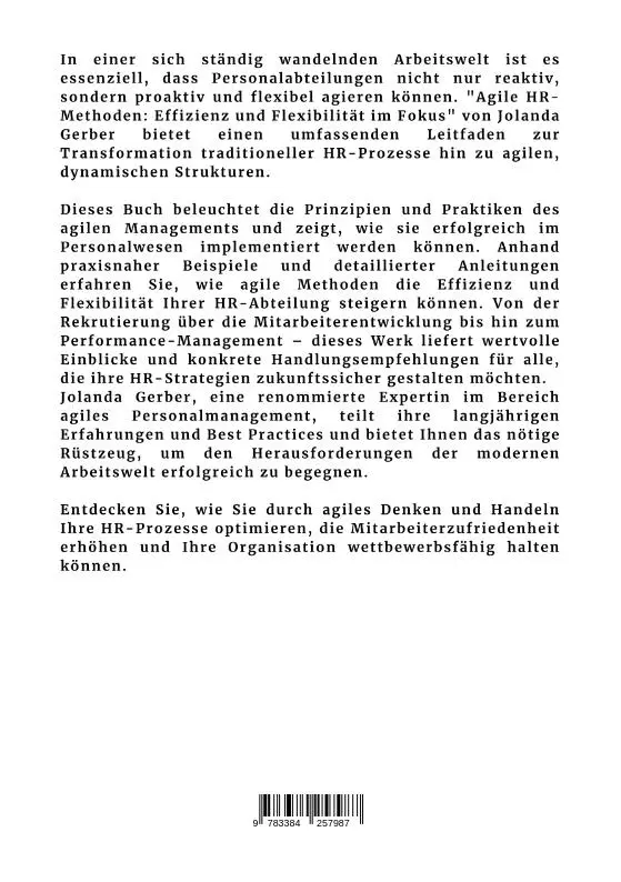 Rückseite: 9783384257987 | Agile HR-Methoden | Effizienz und Flexibilität im Fokus | Gerber