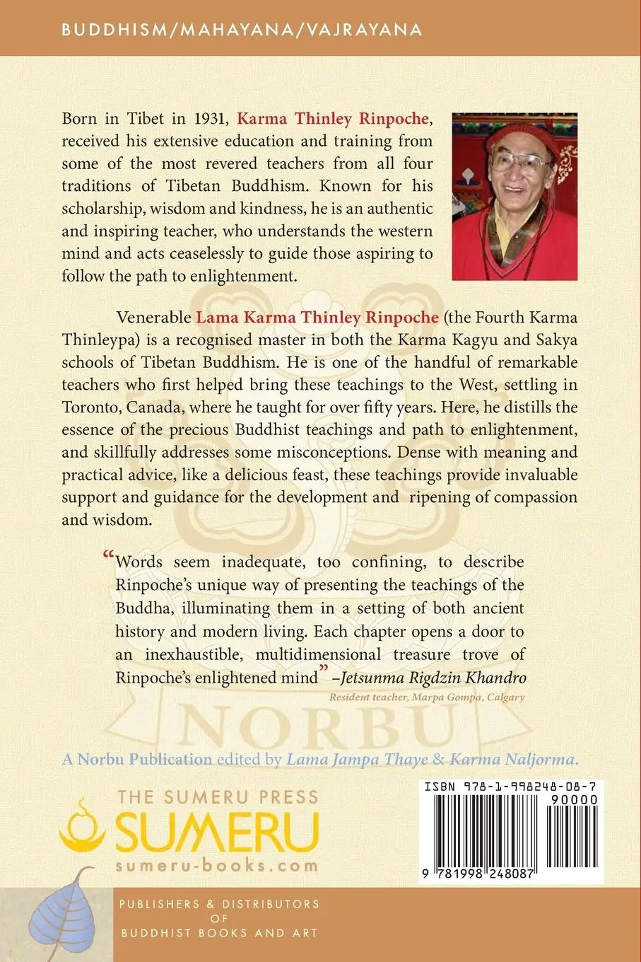 Rückseite: 9781998248087 | A Calm Place in the Storm | Karma Thinley Rinpoche | Taschenbuch