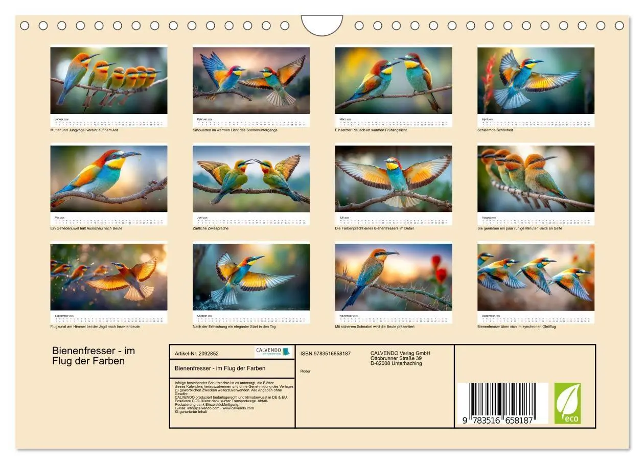Bild: 9783516658187 | Bienenfresser - im Flug der Farben (Wandkalender 2026 DIN A4 quer),...