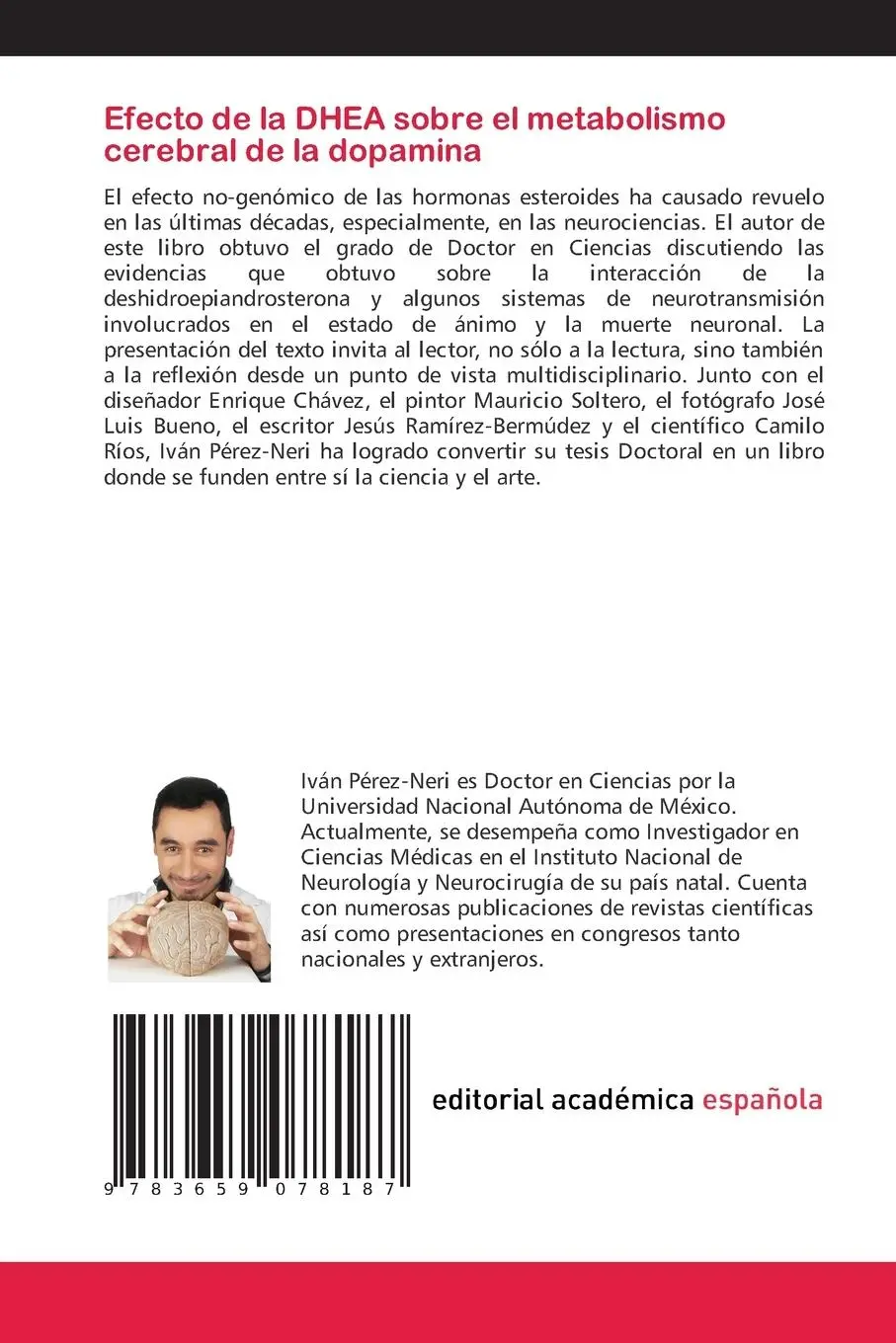 Rückseite: 9783659078187 | Efecto de la DHEA sobre el metabolismo cerebral de la dopamina | Buch