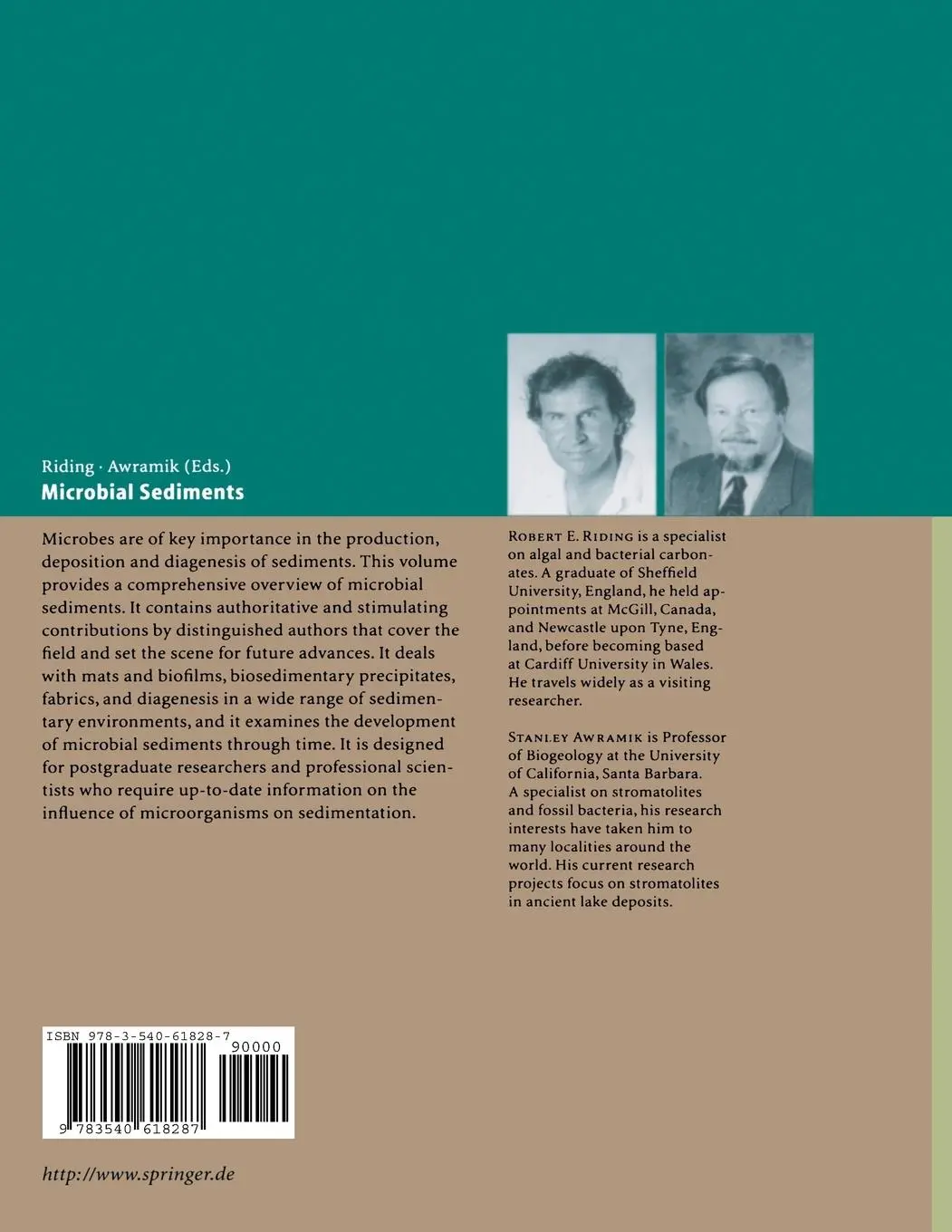 Rückseite: 9783540618287 | Microbial Sediments | Stanley M. Awramik (u. a.) | Buch | viii | 2000