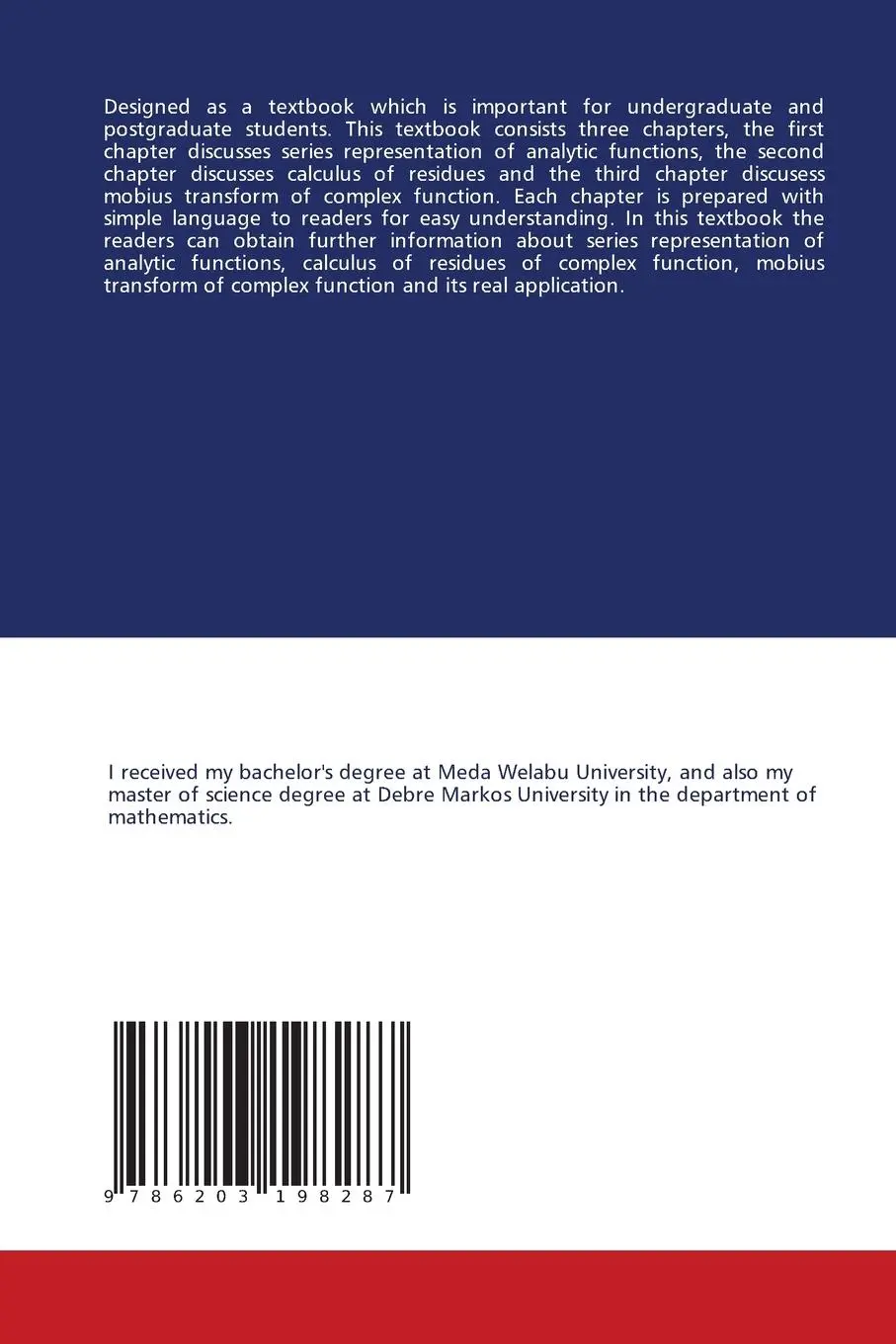 Rückseite: 9786203198287 | Calculus of Residue and Mobius transform of complex analysis | Chanie