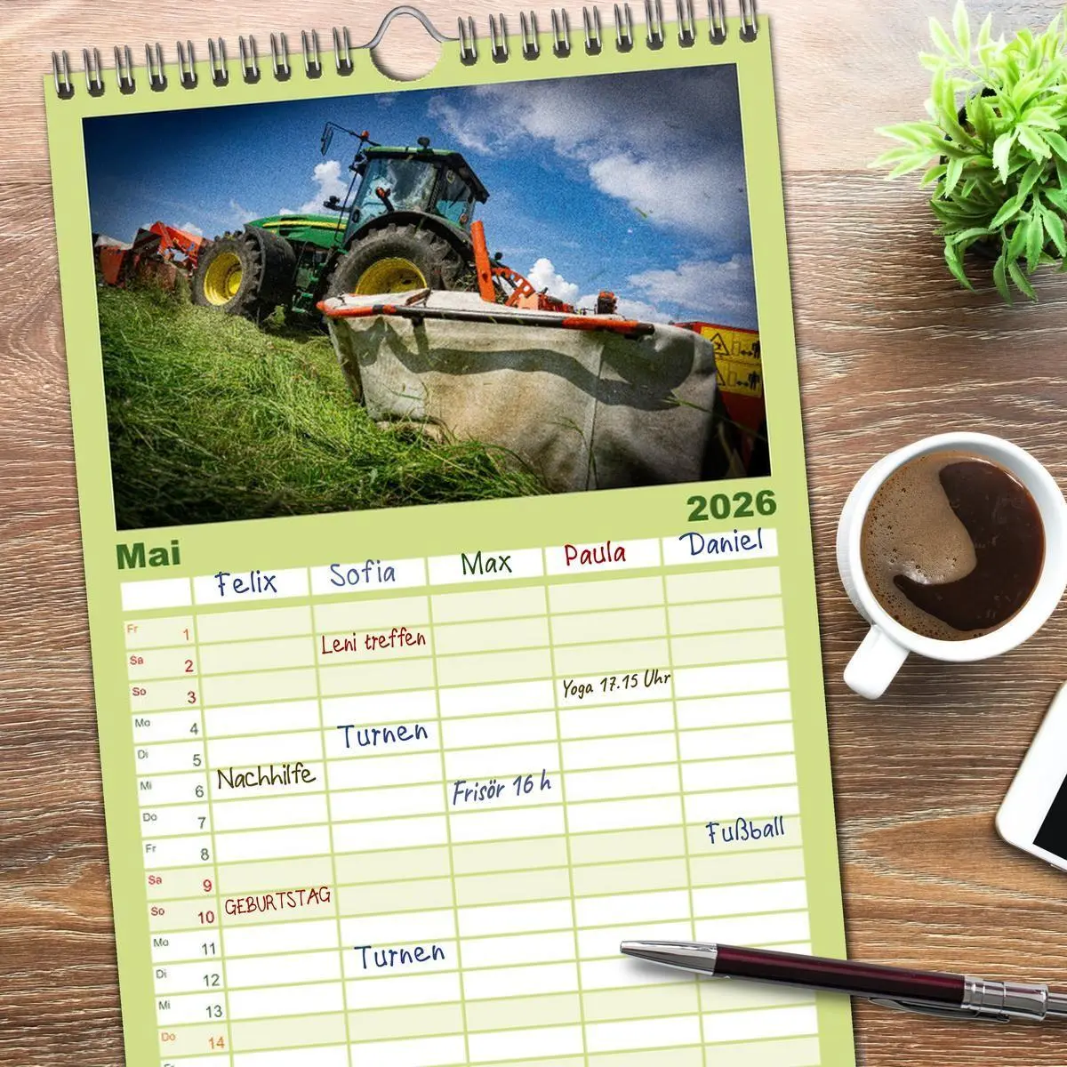 Bild: 9783516498387 | Familienplaner 2026 - Agrartechnik mit 5 Spalten (Wandkalender, 21...