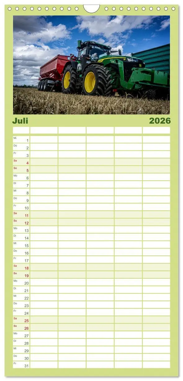 Bild: 9783516498387 | Familienplaner 2026 - Agrartechnik mit 5 Spalten (Wandkalender, 21...