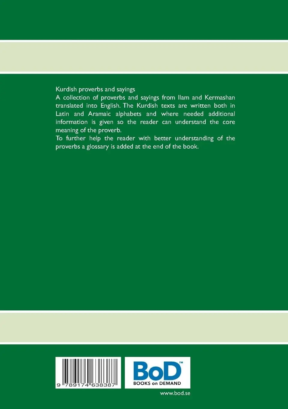 Rückseite: 9789174638387 | Kurdish proverbs and sayings | Feylî dialect, English translation