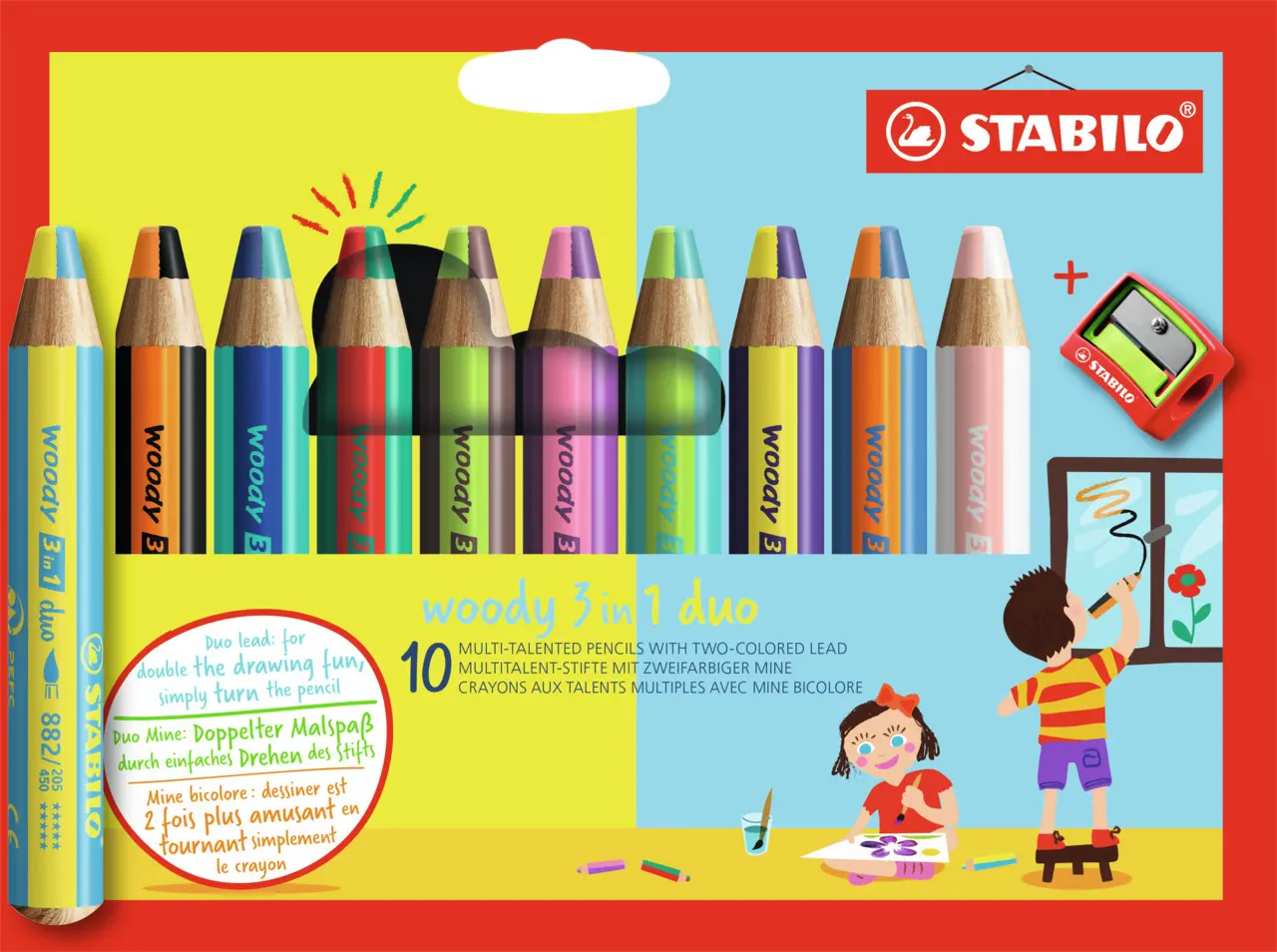 Cover: 4006381568487 | STABILO woody 3 in 1 duo 10er Etui mit Spitzer | In Karton | 882/10-2