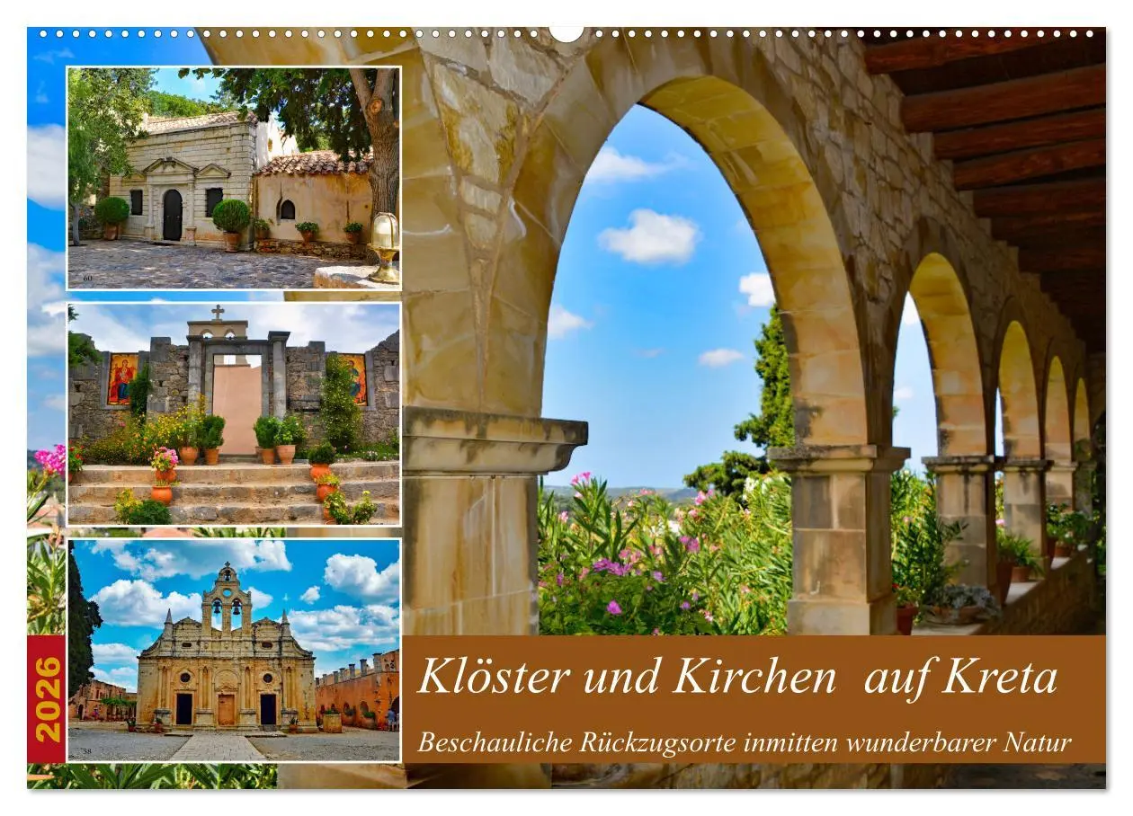 Cover: 9783457538487 | Klöster und Kirchen auf Kreta (Wandkalender 2026 DIN A2 quer),...