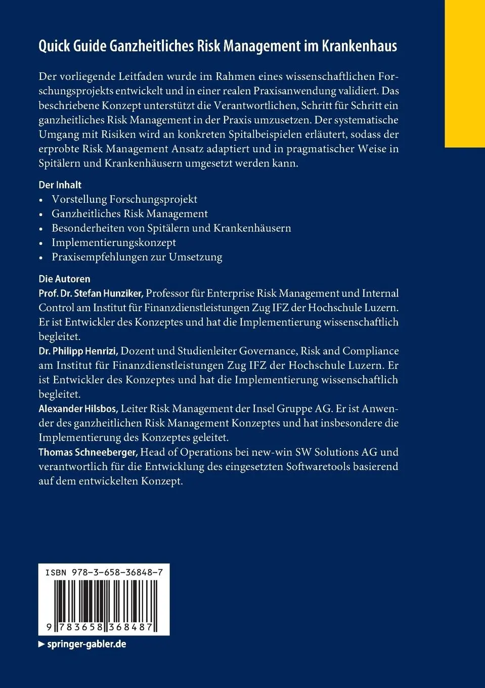 Rückseite: 9783658368487 | Quick Guide Ganzheitliches Risk Management im Krankenhaus | Buch | xii