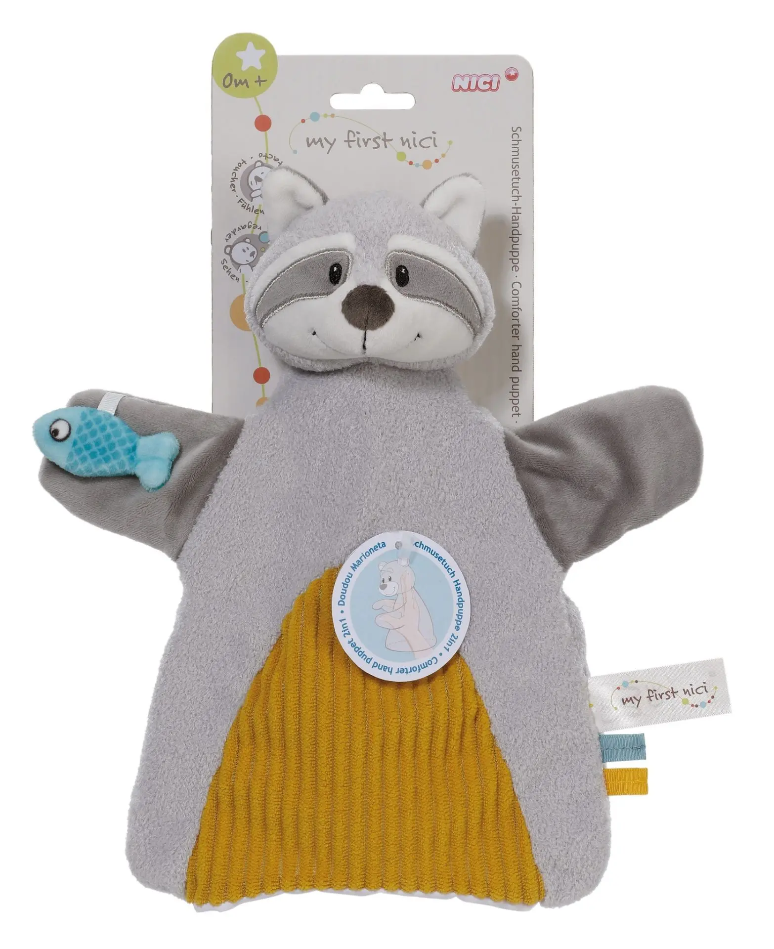 Cover: 4012390618587 | Nici 61858 Schmusetuch Handpuppe Waschbär 2in1 26x25cm auf | 61858