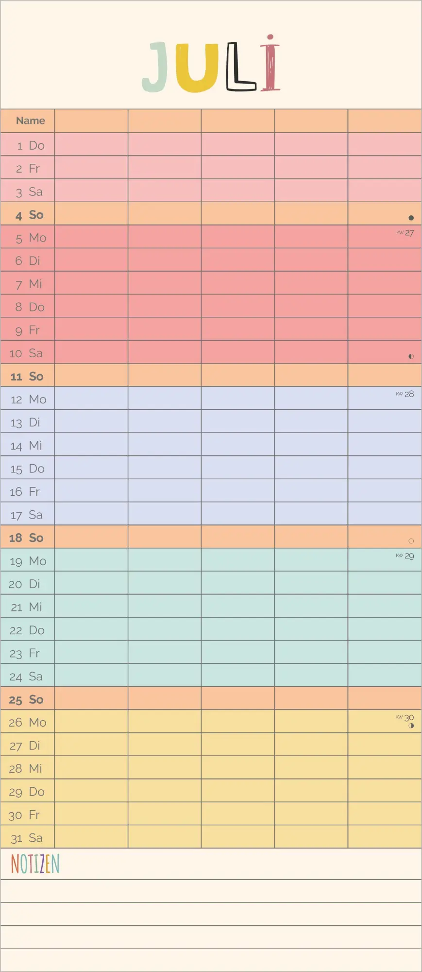 Bild: 4069095018587 | Familienplaner Unser buntes Jahr XL 2027 | KG | Kalender | 14 S.