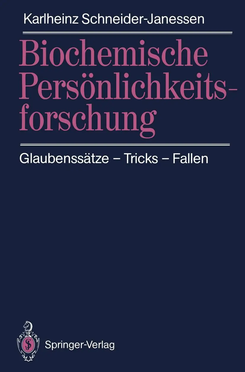 Cover: 9783540518587 | Biochemische Persönlichkeitsforschung | Karlheinz Schneider-Janessen
