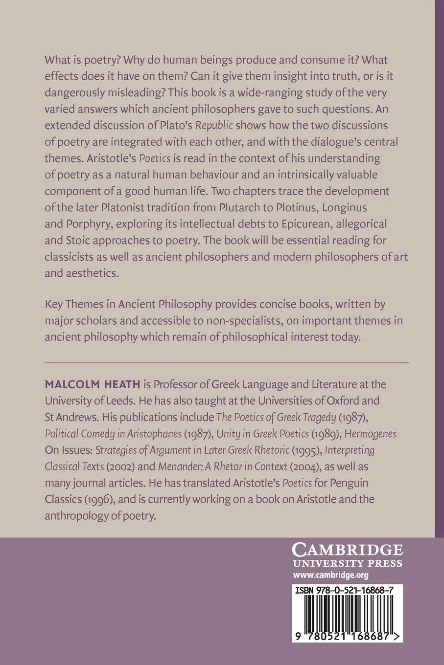 Rückseite: 9780521168687 | Ancient Philosophical Poetics | Malcolm Heath | Taschenbuch | Englisch