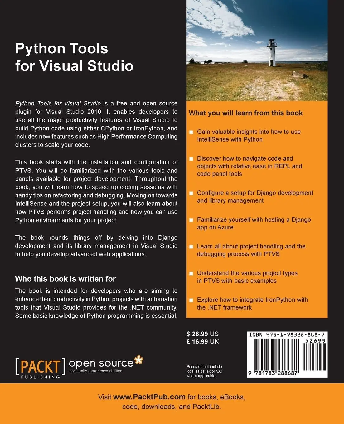 Rückseite: 9781783288687 | Python Tools for Visual Studio | Cathy Wang (u. a.) | Taschenbuch