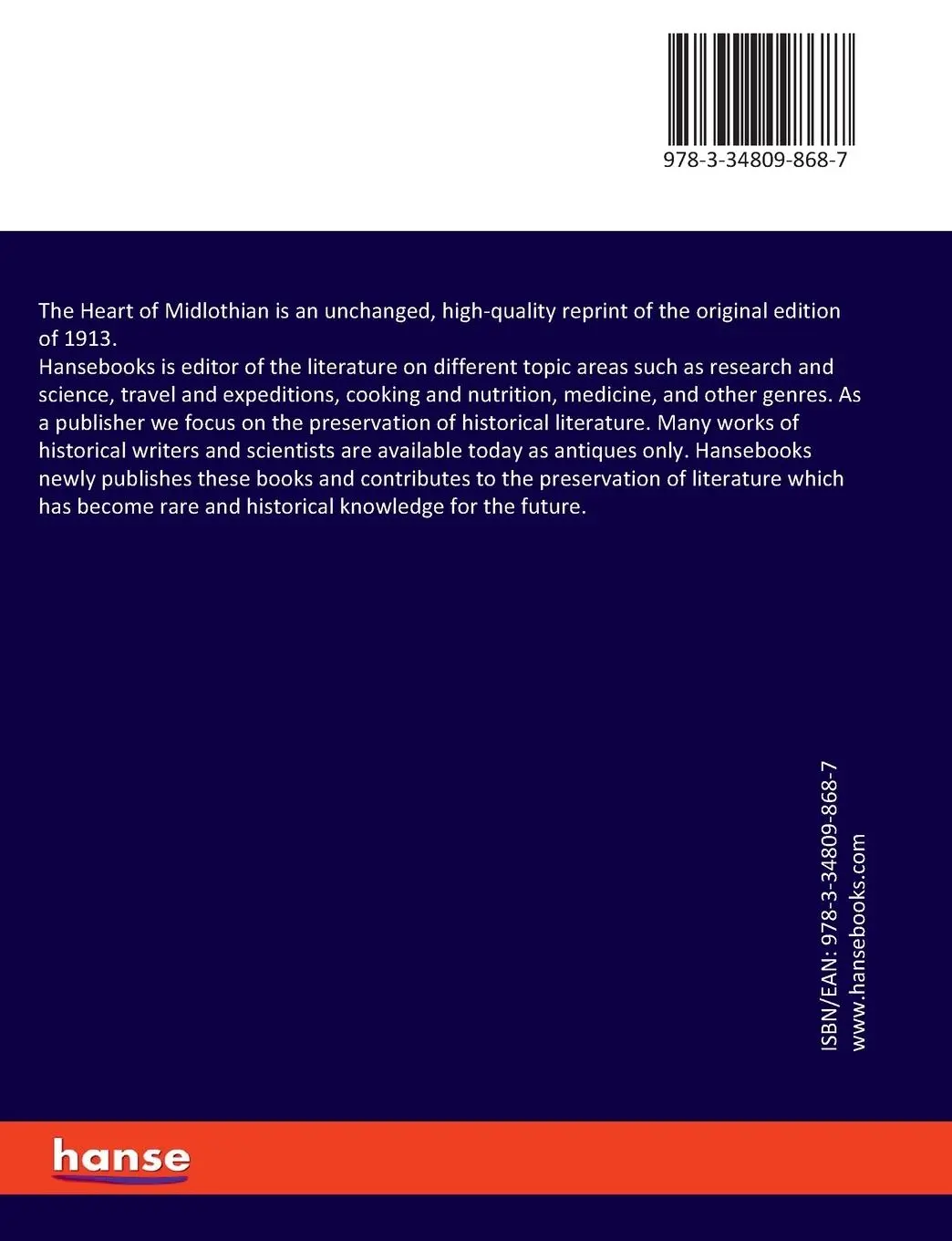 Rückseite: 9783348098687 | The Heart of Midlothian | Walter Scott | Taschenbuch | Englisch | 2023
