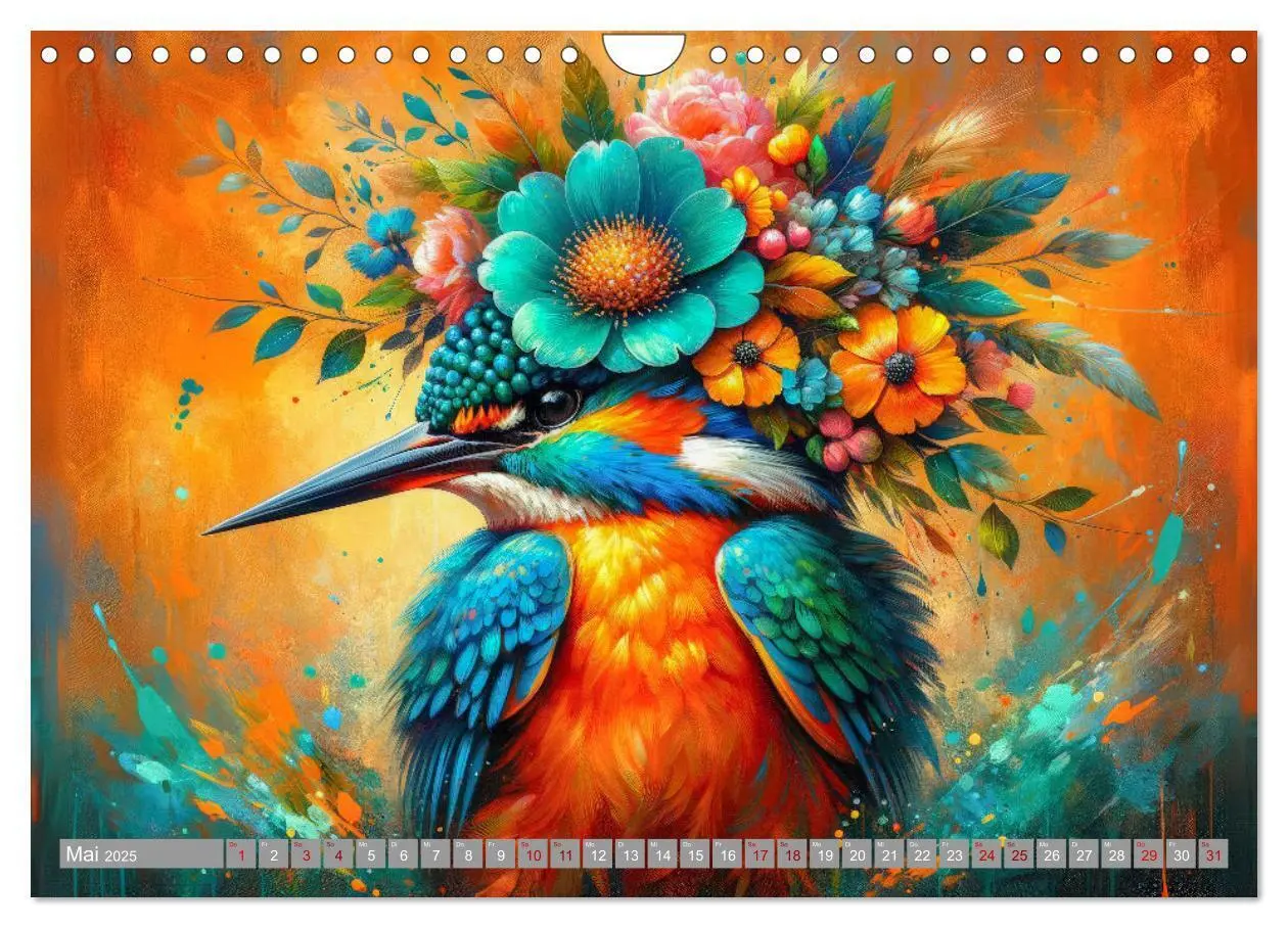 Bild: 9783457138687 | Blumige Vogelporträts (Wandkalender 2025 DIN A4 quer), CALVENDO...