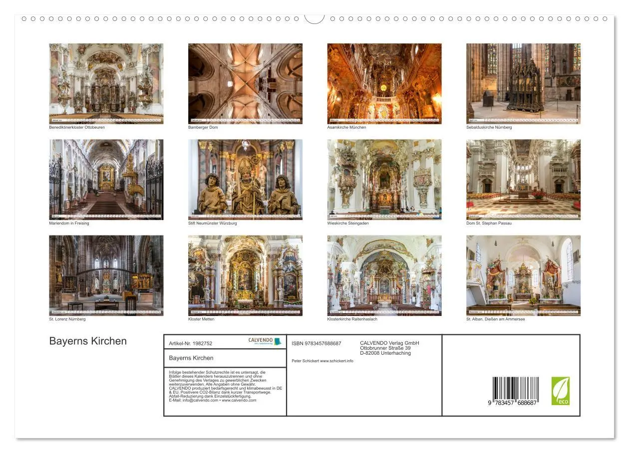 Bild: 9783457688687 | Bayerns Kirchen (hochwertiger Premium Wandkalender 2026 DIN A2...