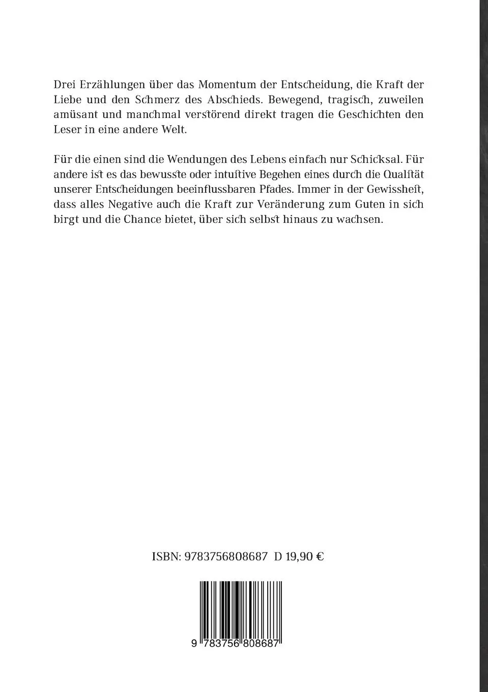 Rückseite: 9783756808687 | Momentum | 3 Erzählungen | Elmar Lüdke | Taschenbuch | Paperback