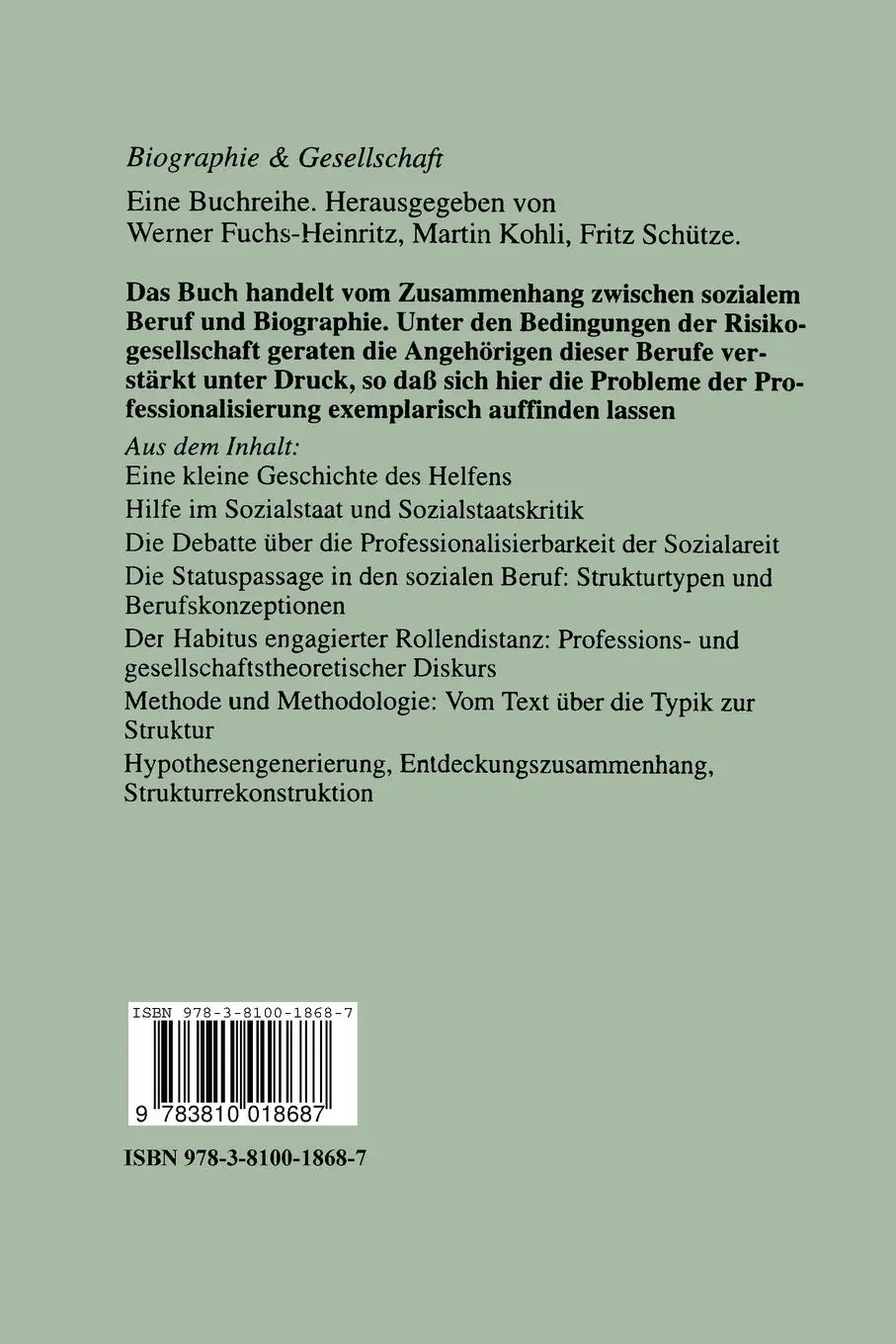 Rückseite: 9783810018687 | Engagierte Rollendistanz | Ulrike Nagel | Taschenbuch | 247 S. | 1997