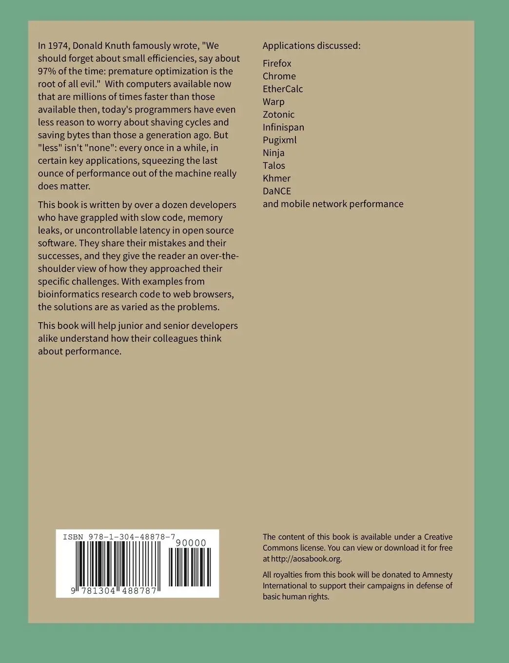 Rückseite: 9781304488787 | The Performance of Open Source Applications | Tavish Armstrong | Buch