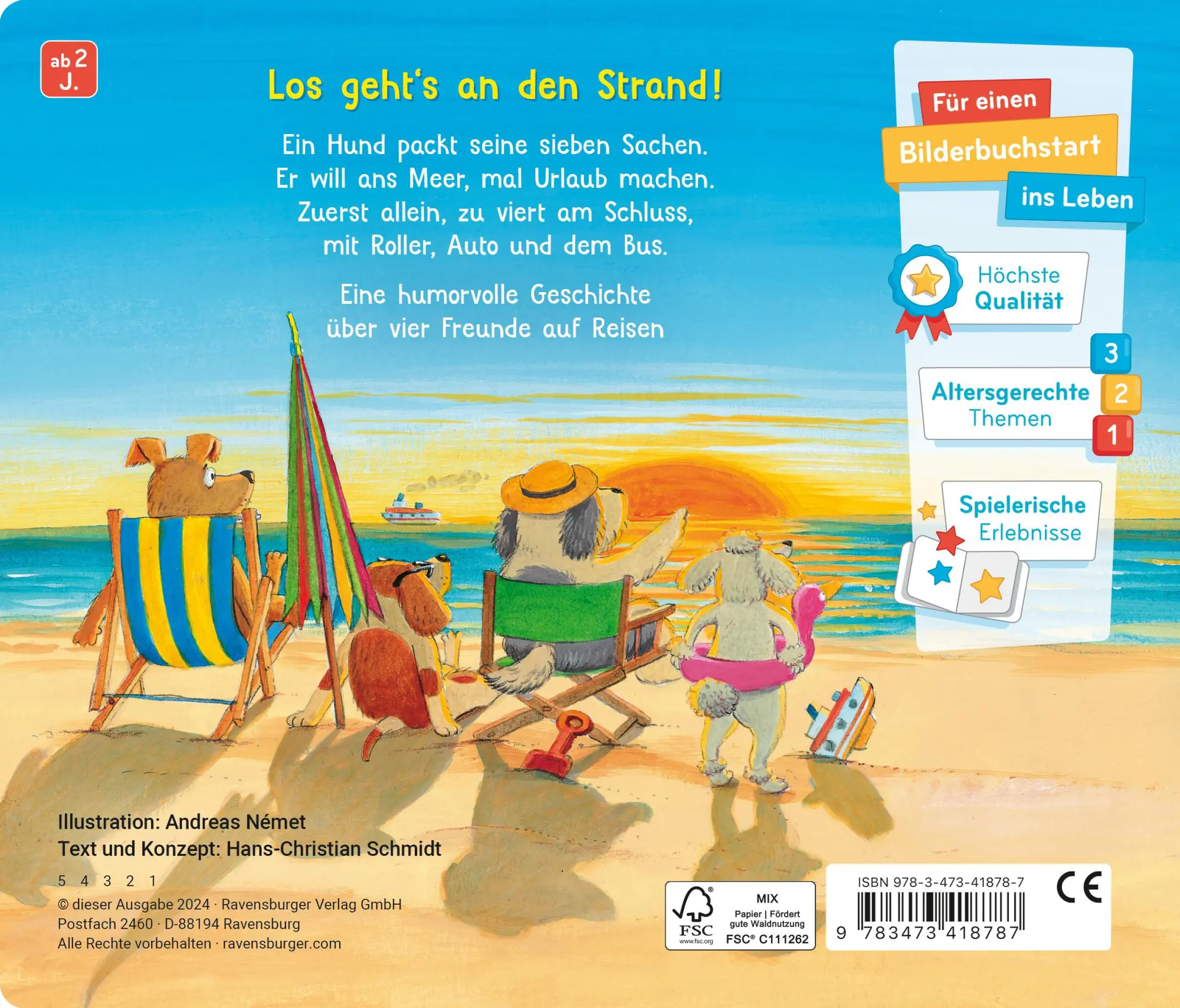 Rückseite: 9783473418787 | Vier Freunde wollen Urlaub machen | Hans-Christian Schmidt | Buch
