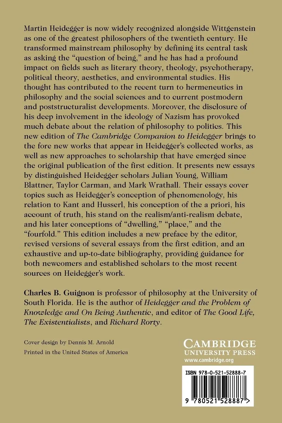 Rückseite: 9780521528887 | The Cambridge Companion to Heidegger | Charles B. Guignon | Buch