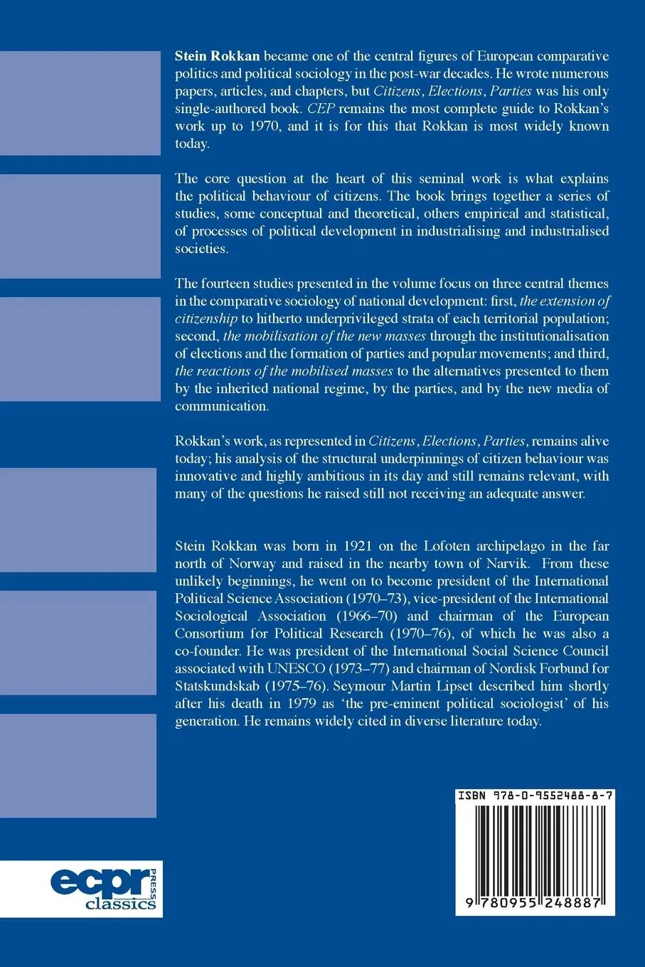 Rückseite: 9780955248887 | Citizens, Elections, Parties | Stein Rokkan | Taschenbuch | Englisch