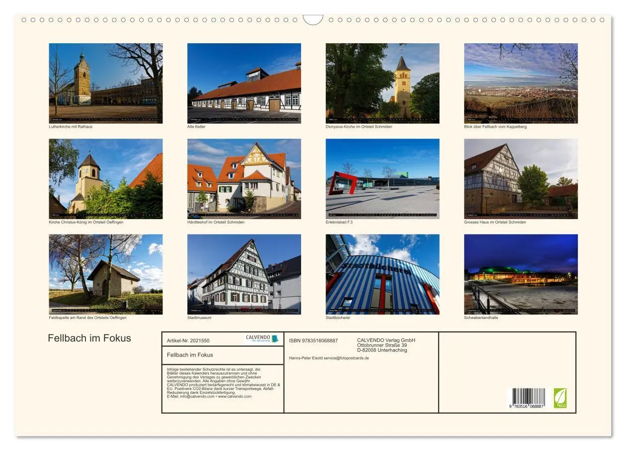 Bild: 9783516068887 | Fellbach im Fokus (Wandkalender 2026 DIN A2 quer), CALVENDO...