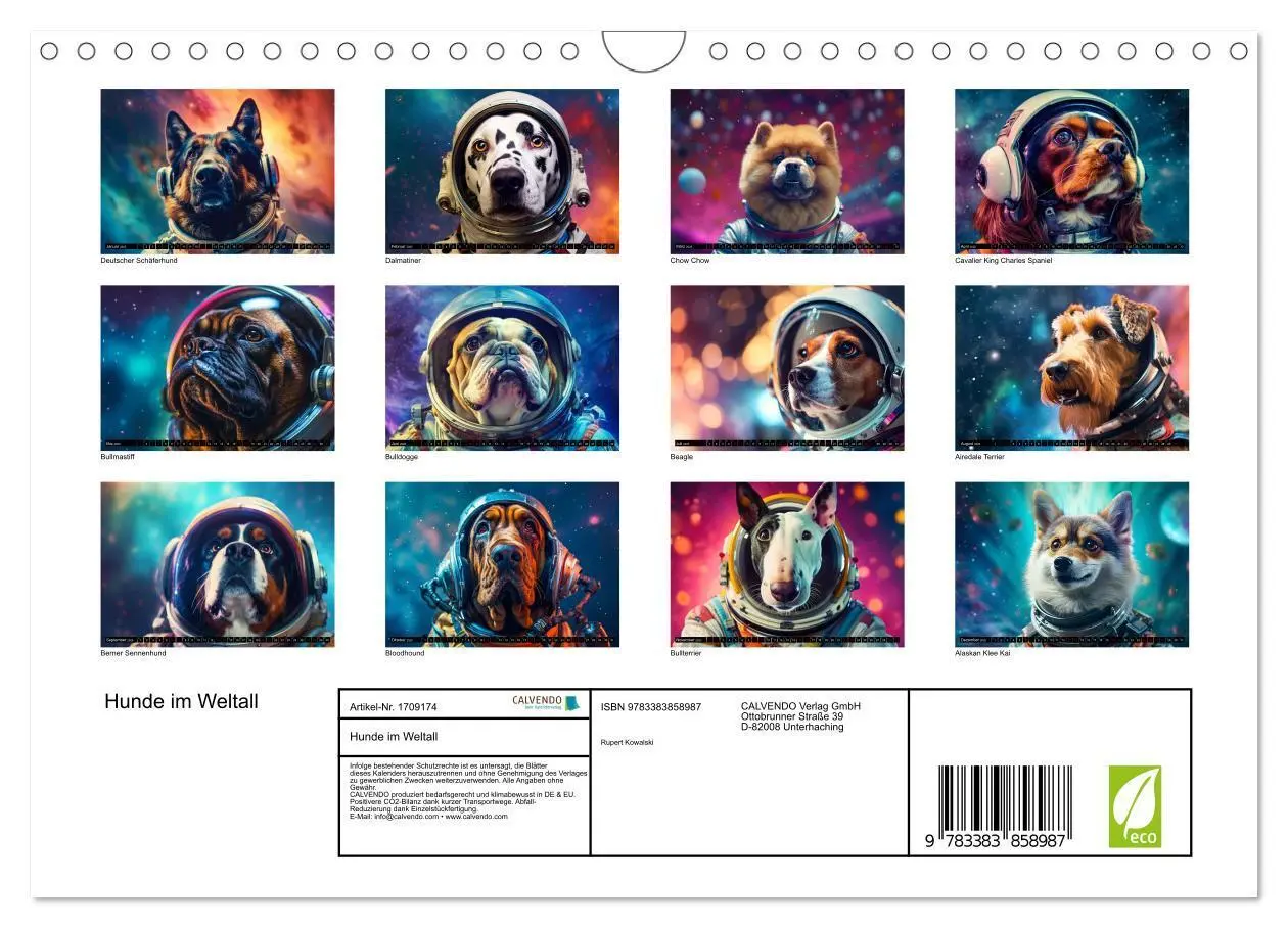 Bild: 9783383858987 | Hunde im Weltall (Wandkalender 2025 DIN A4 quer), CALVENDO...