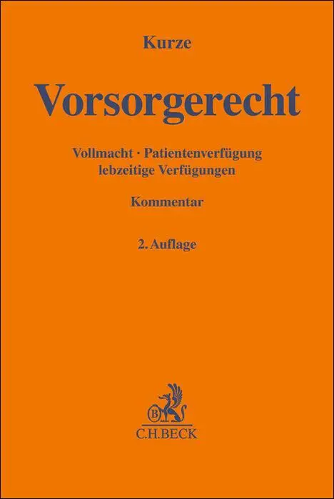 Cover: 9783406788987 | Vorsorgerecht | Vollmacht, Patientenverfügung, lebzeitige Verfügungen