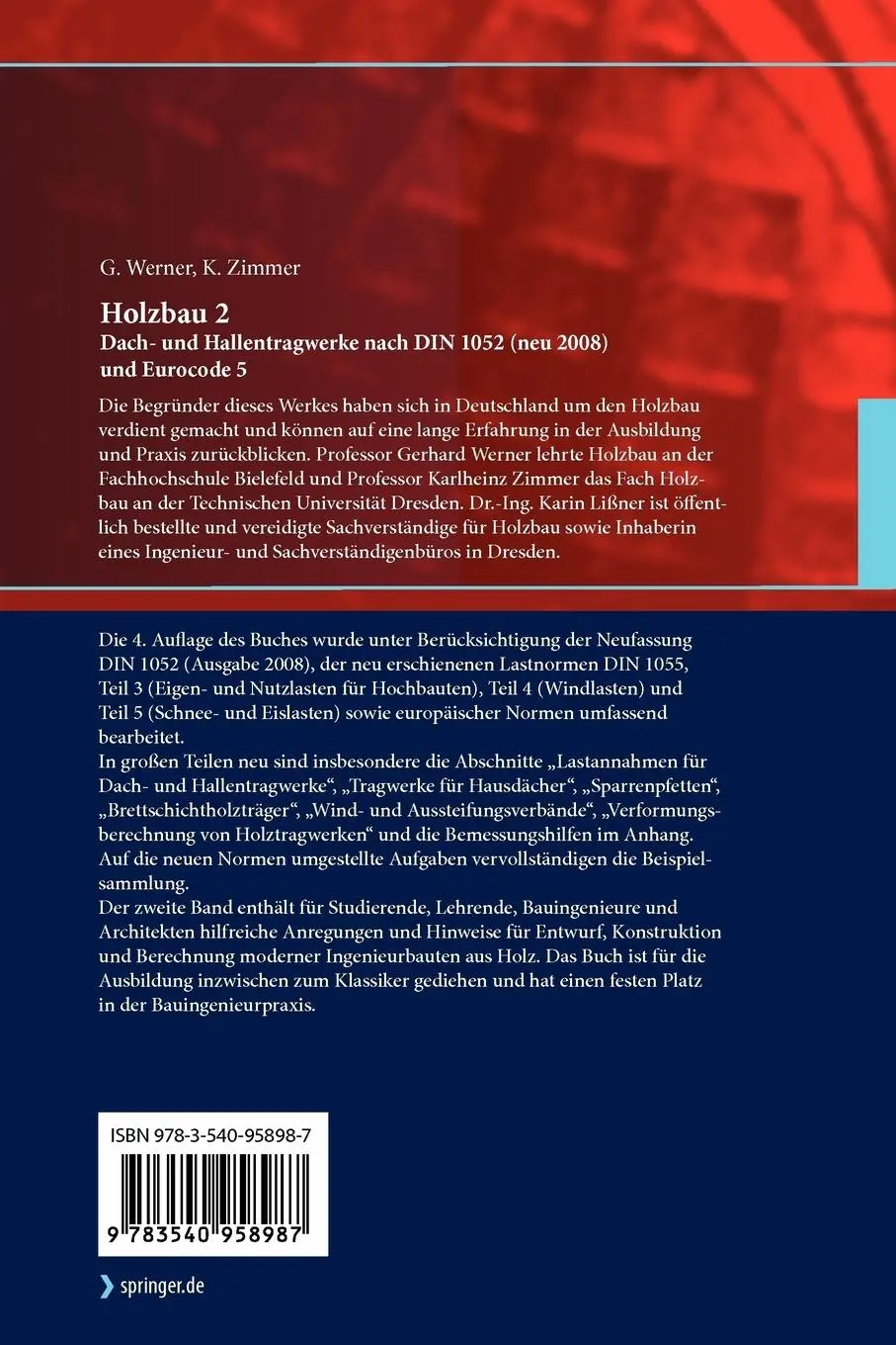Rückseite: 9783540958987 | Holzbau 2 | Karl-Heinz Zimmer (u. a.) | Taschenbuch | Paperback | 2010