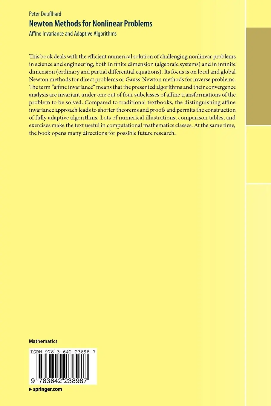 Rückseite: 9783642238987 | Newton Methods for Nonlinear Problems | Peter Deuflhard | Taschenbuch