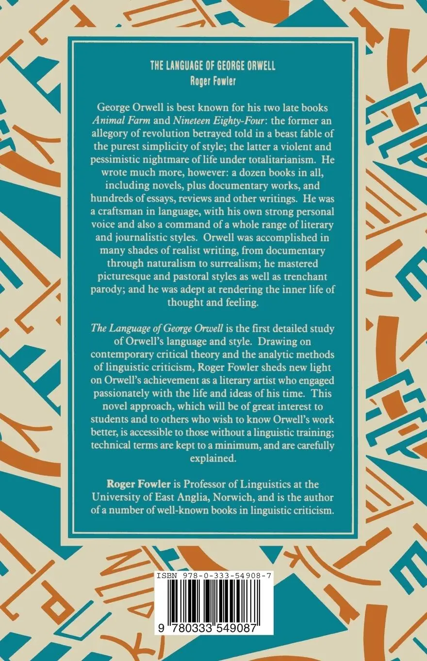 Rückseite: 9780333549087 | The Language of George Orwell | Roger Fowler | Taschenbuch | Englisch