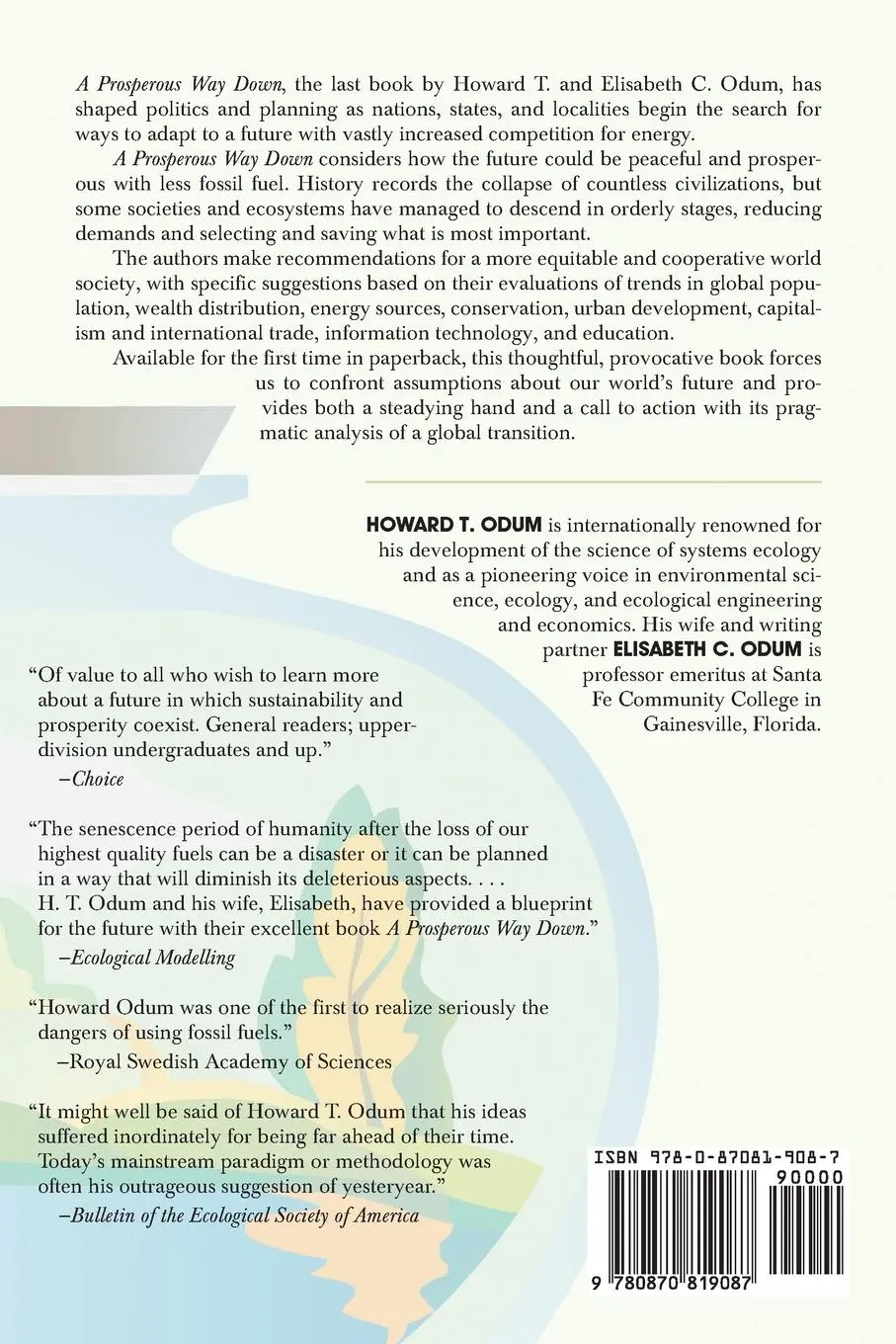 Rückseite: 9780870819087 | A Prosperous Way Down | Principles and Policies | Howard T. Odum