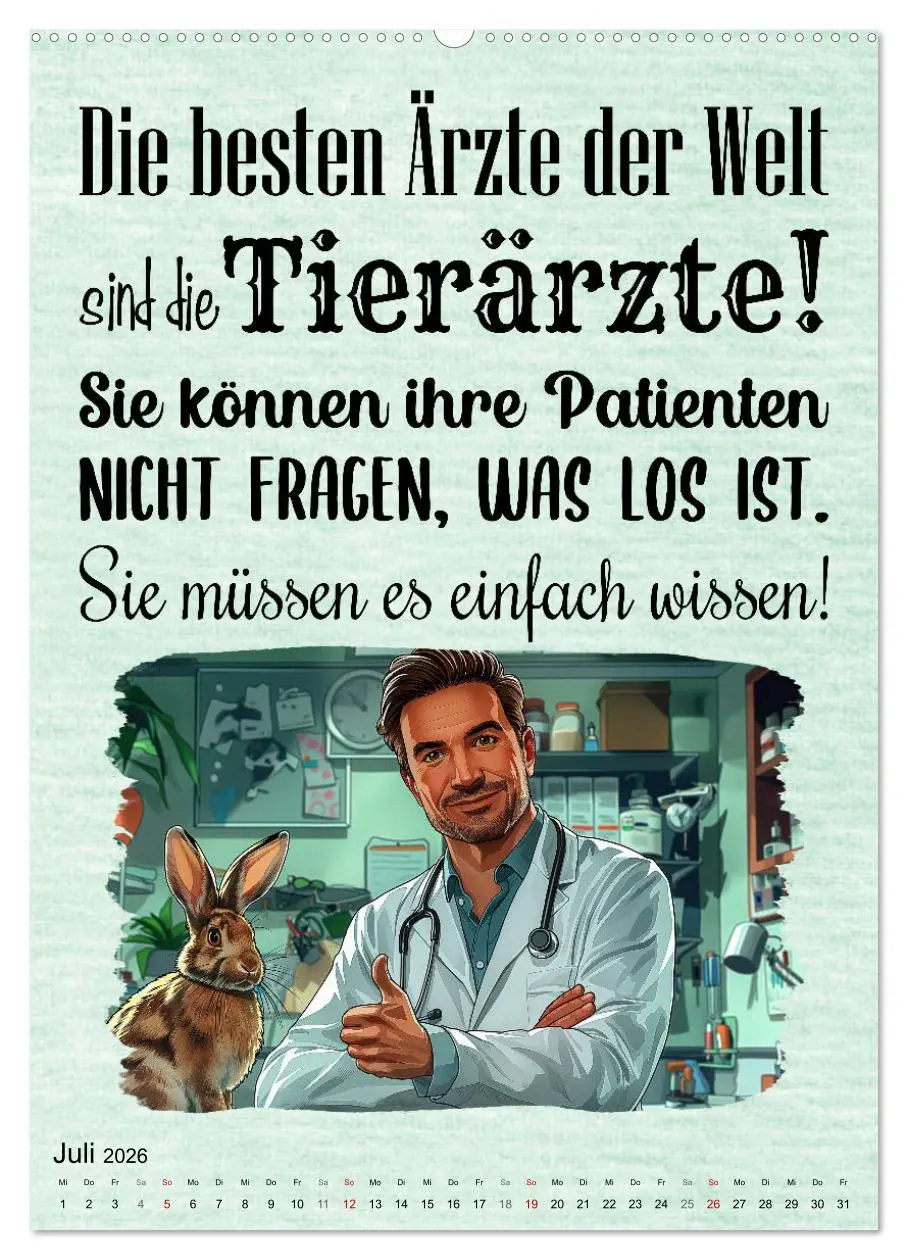 Bild: 9783516259087 | Tierarztsprüche (hochwertiger Premium Wandkalender 2026 DIN A2...