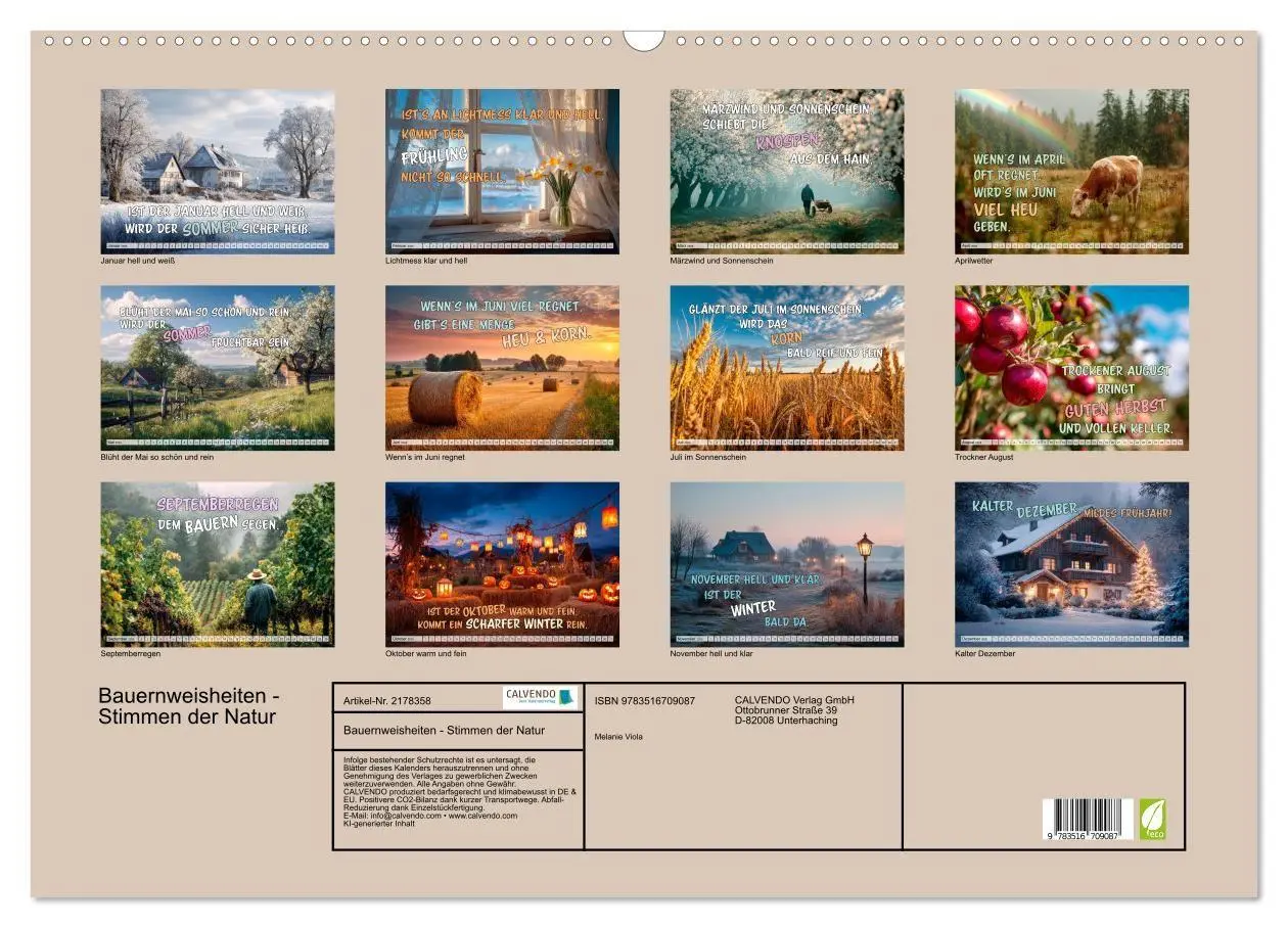Bild: 9783516709087 | Bauernweisheiten - Stimmen der Natur (Wandkalender 2026 DIN A2...