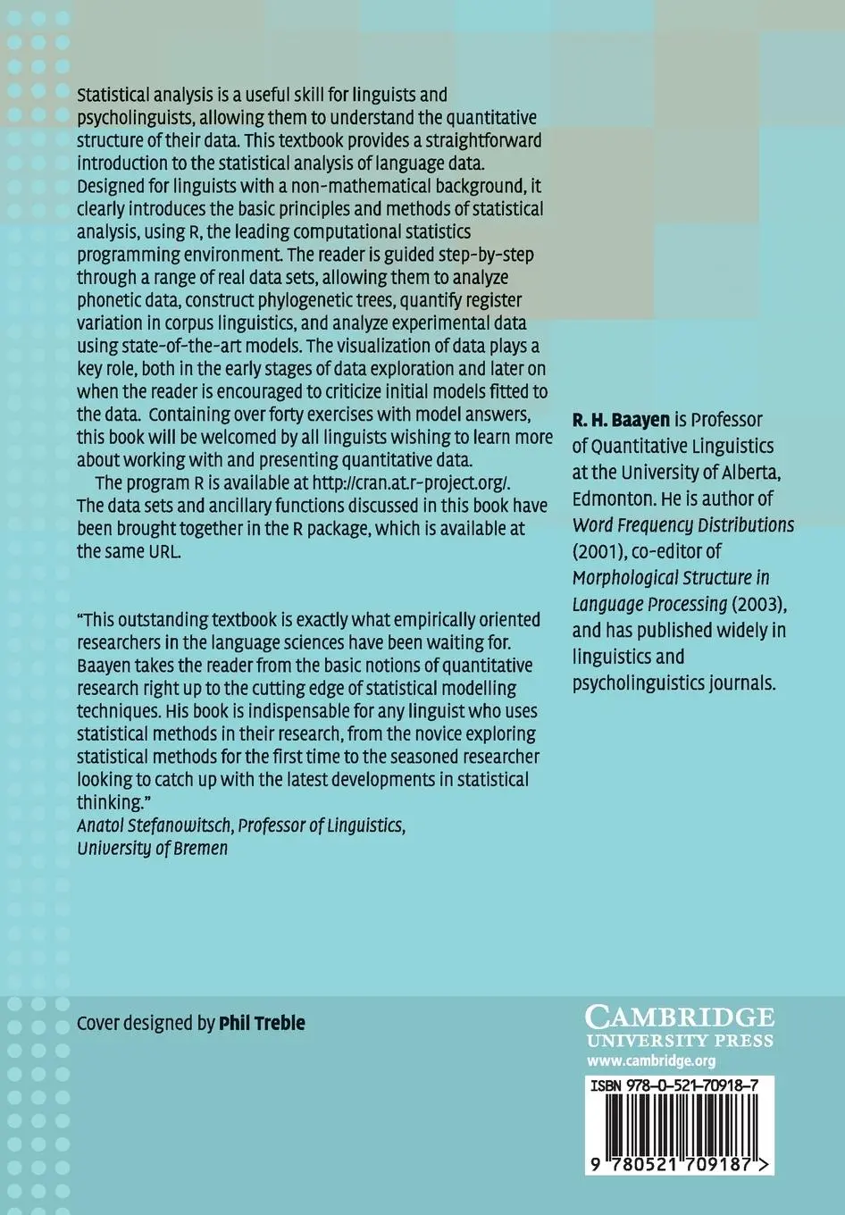 Rückseite: 9780521709187 | Analyzing Linguistic Data | R. H. Baayen | Taschenbuch | Englisch