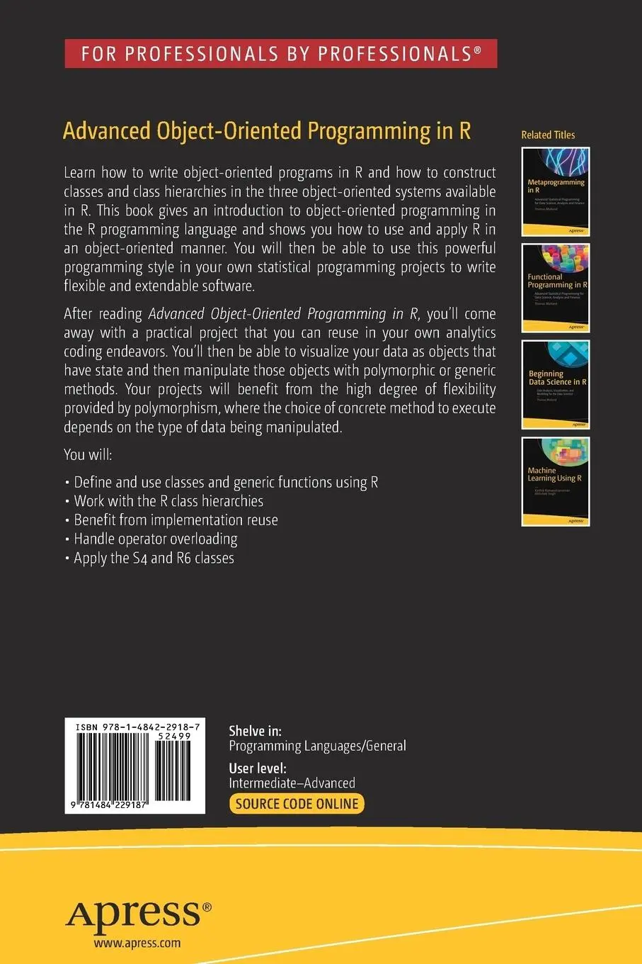 Rückseite: 9781484229187 | Advanced Object-Oriented Programming in R | Thomas Mailund | Buch | xv