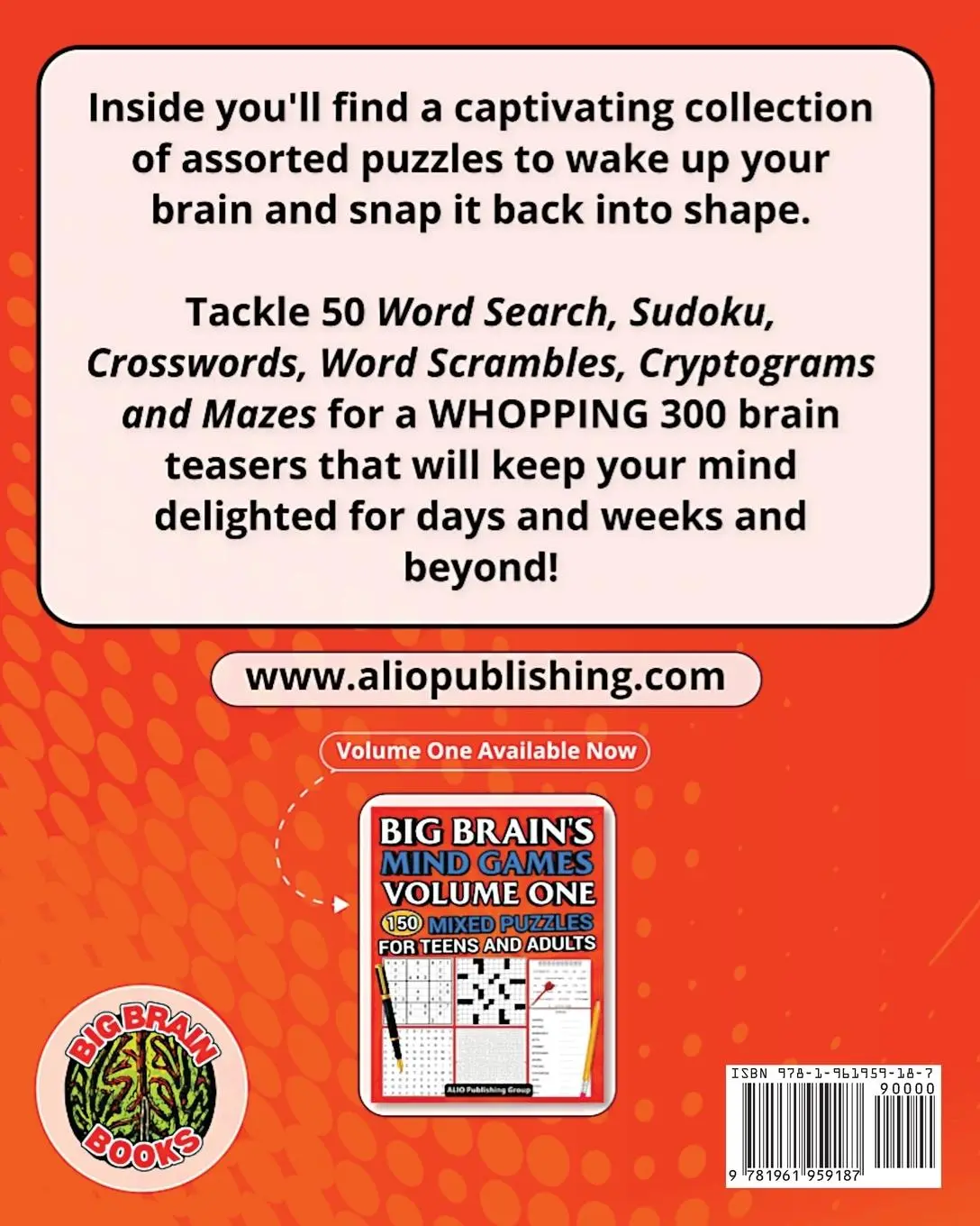 Rückseite: 9781961959187 | Big Brain's Mind Games Volume Two 300 Mixed Puzzles for Teens and...