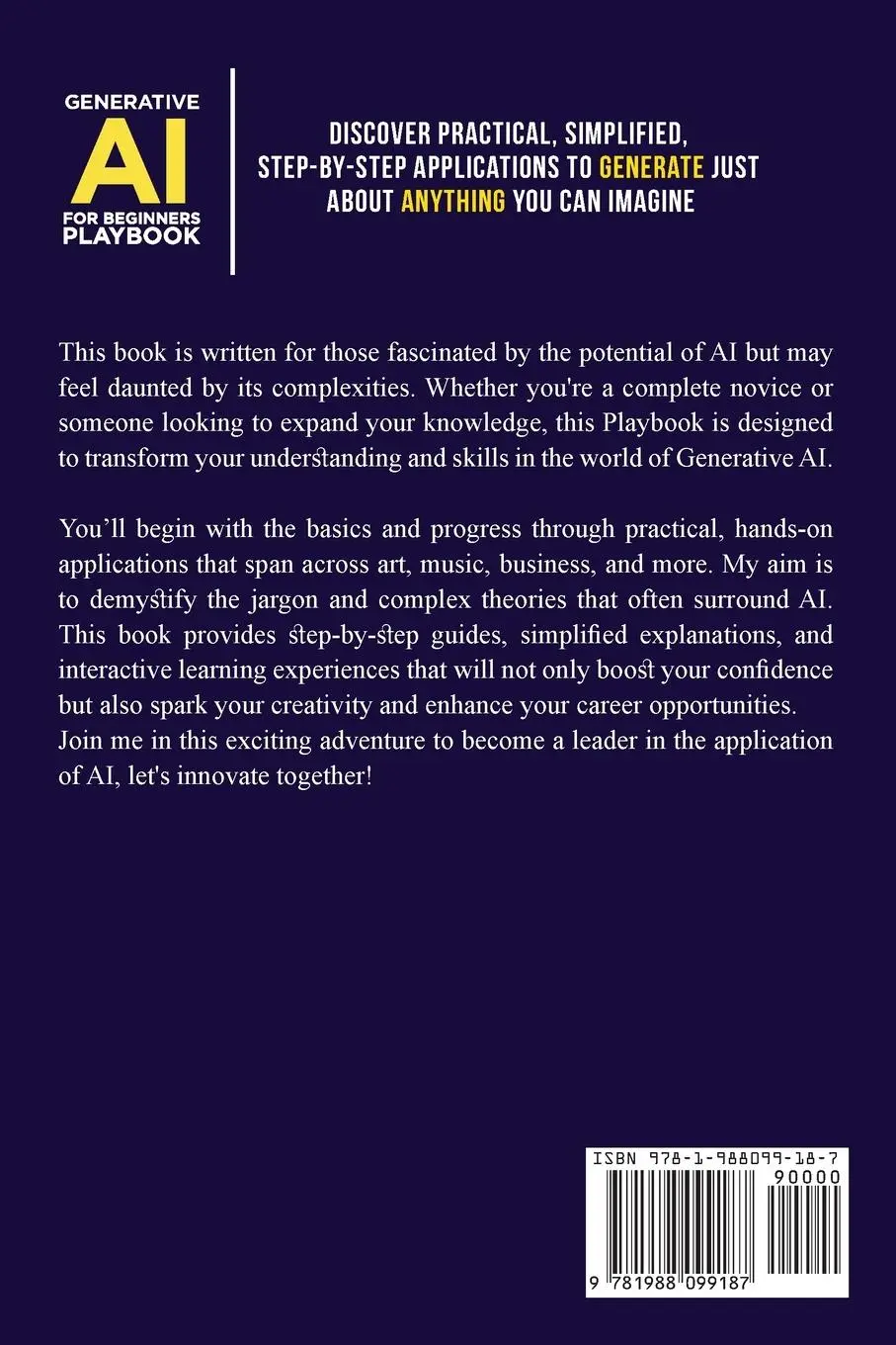 Rückseite: 9781988099187 | Generative AI For Beginners Playbook | Branson Adams | Taschenbuch