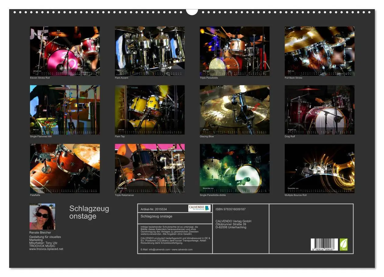 Bild: 9783516009187 | Schlagzeug onstage (Wandkalender 2026 DIN A2 quer), CALVENDO...