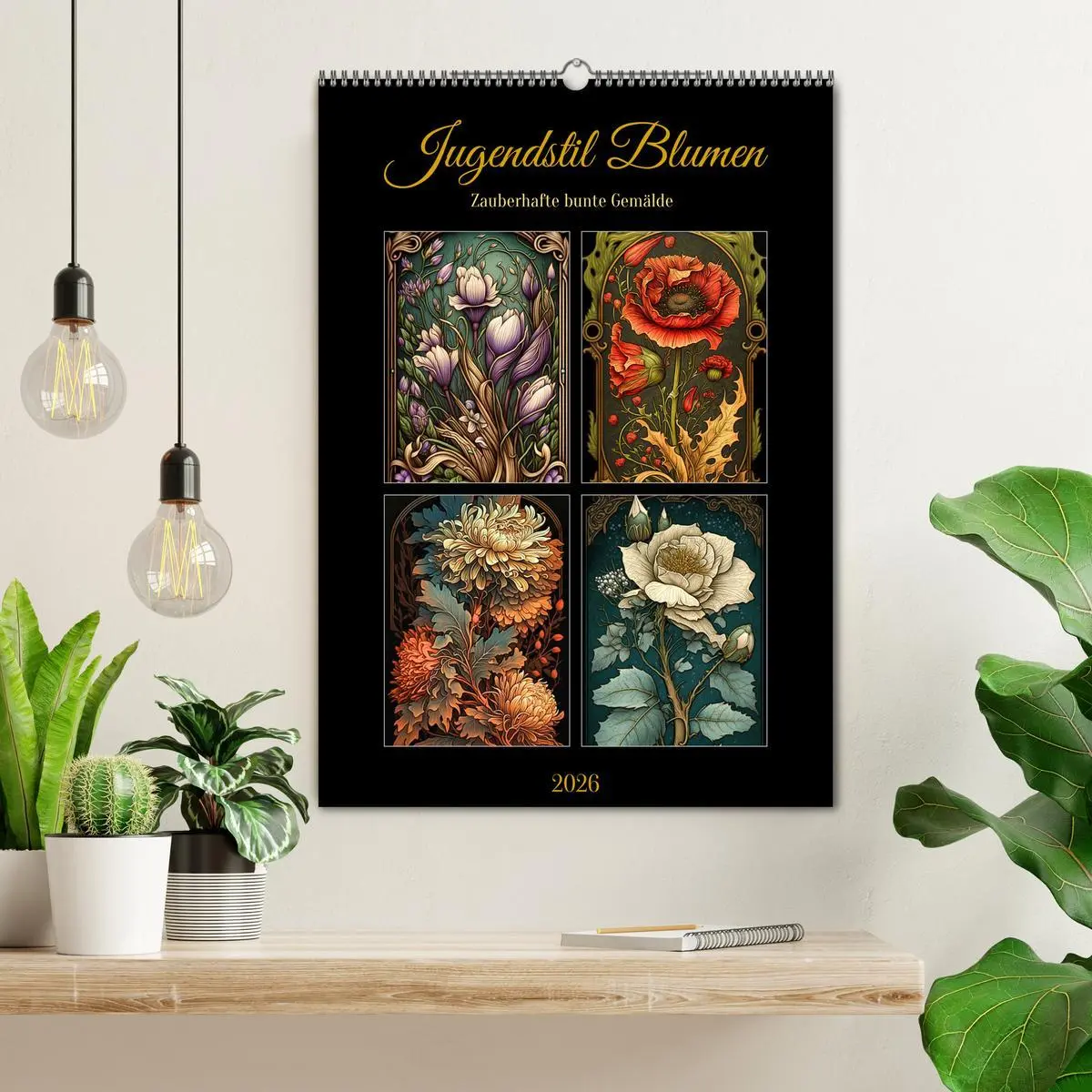 Bild: 9783516319187 | Jugendstil Blumen (Wandkalender 2026 DIN A2 hoch), CALVENDO...