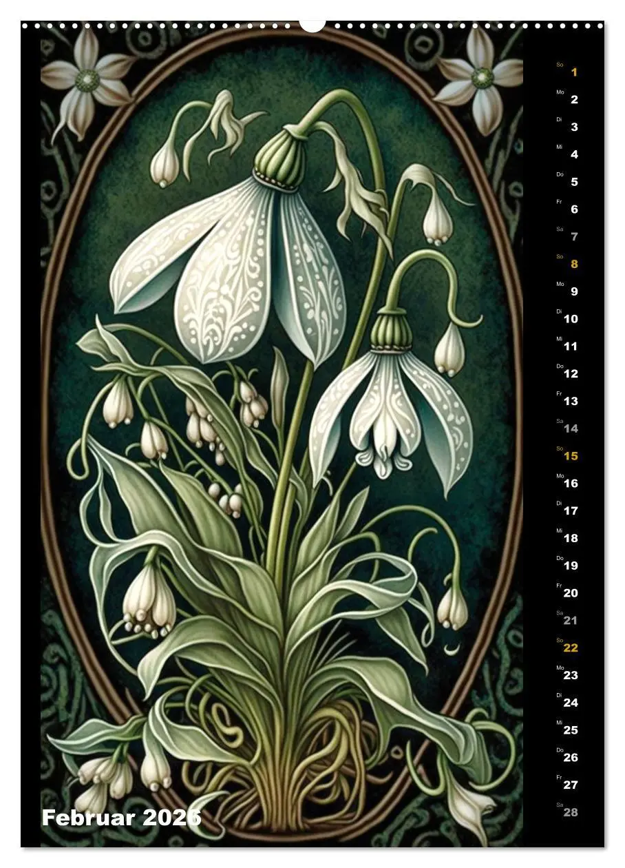 Bild: 9783516319187 | Jugendstil Blumen (Wandkalender 2026 DIN A2 hoch), CALVENDO...