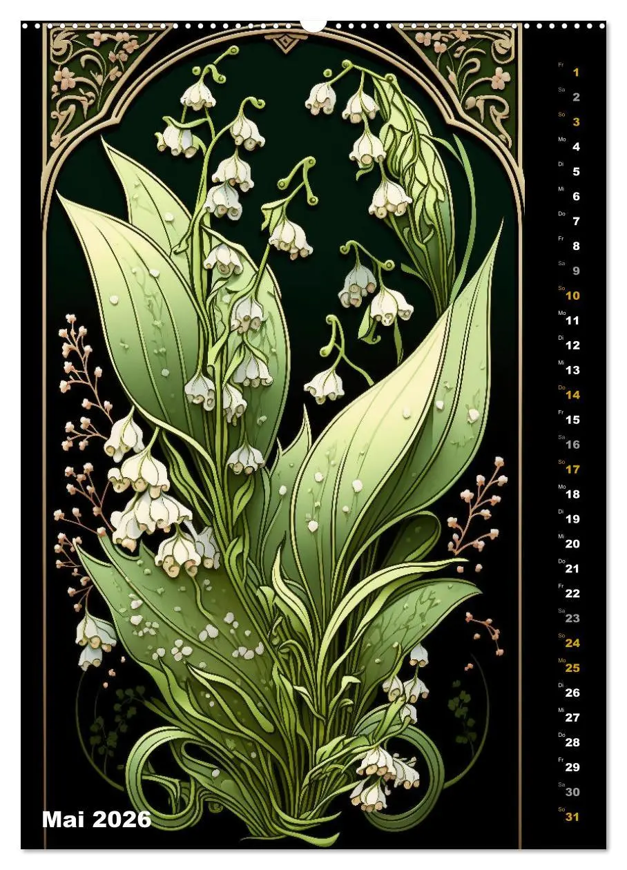 Bild: 9783516319187 | Jugendstil Blumen (Wandkalender 2026 DIN A2 hoch), CALVENDO...