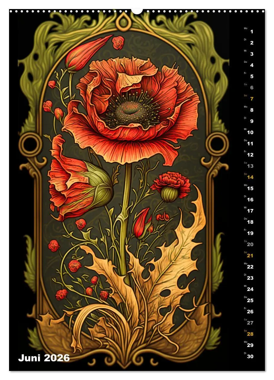 Bild: 9783516319187 | Jugendstil Blumen (Wandkalender 2026 DIN A2 hoch), CALVENDO...