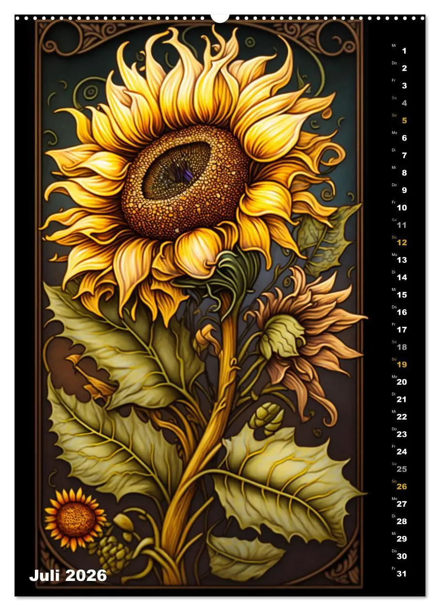 Bild: 9783516319187 | Jugendstil Blumen (Wandkalender 2026 DIN A2 hoch), CALVENDO...