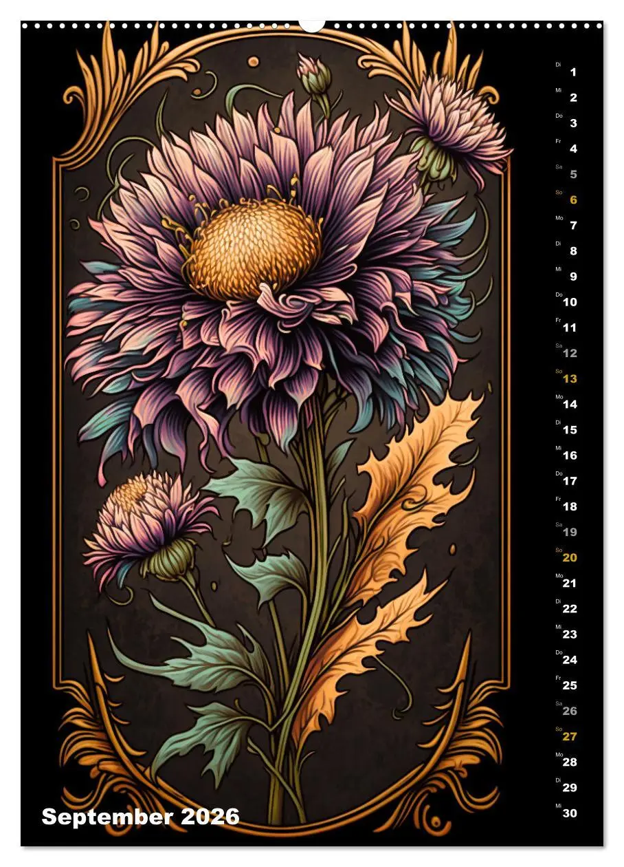 Bild: 9783516319187 | Jugendstil Blumen (Wandkalender 2026 DIN A2 hoch), CALVENDO...