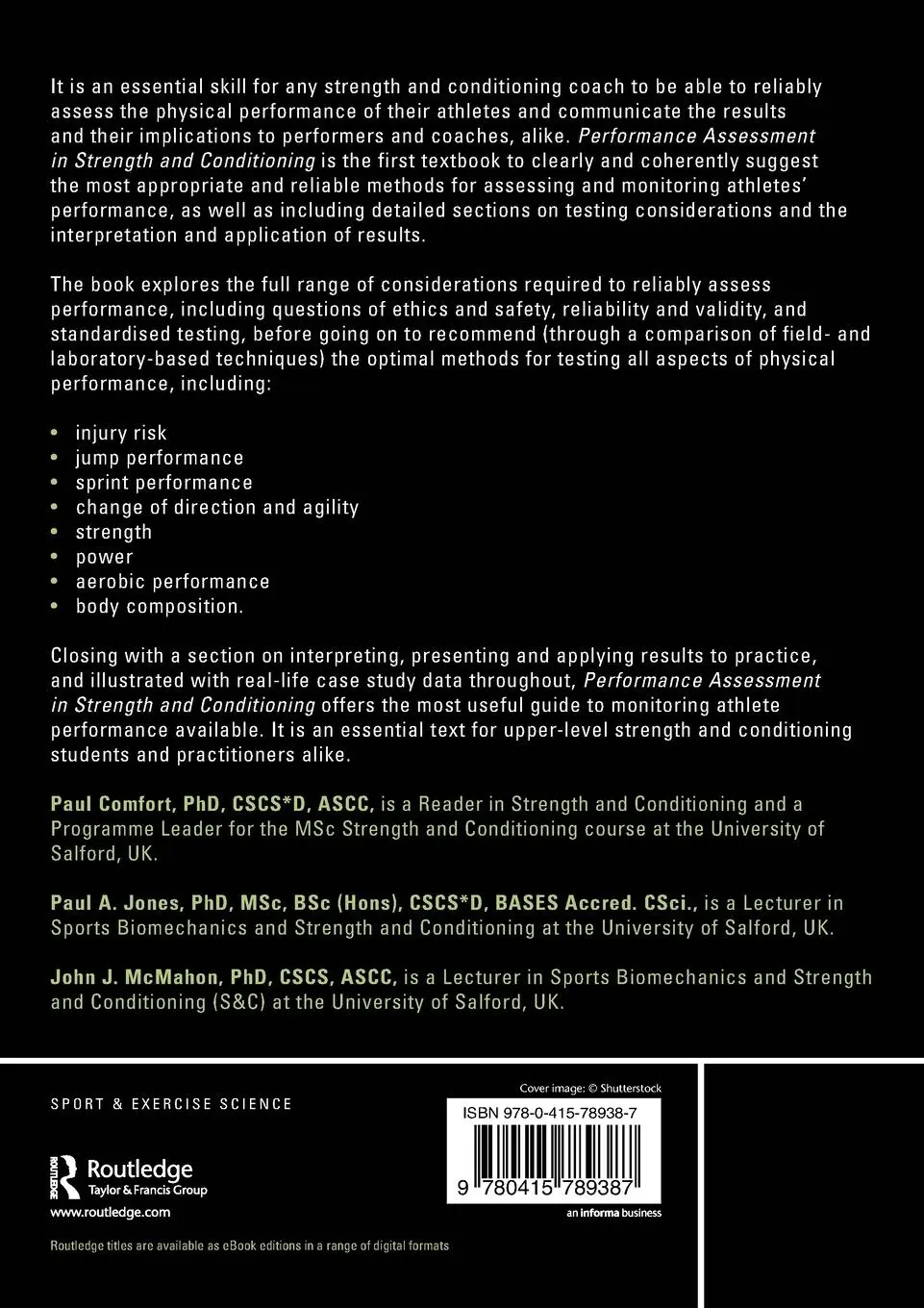 Rückseite: 9780415789387 | Performance Assessment in Strength and Conditioning | Comfort (u. a.)