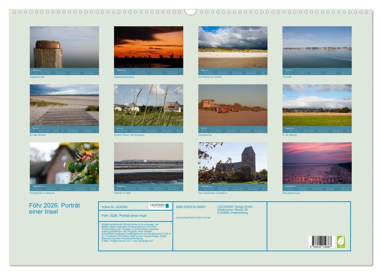 Bild: 9783516159387 | Föhr 2026. Porträt einer Insel (Wandkalender 2026 DIN A2 quer),...