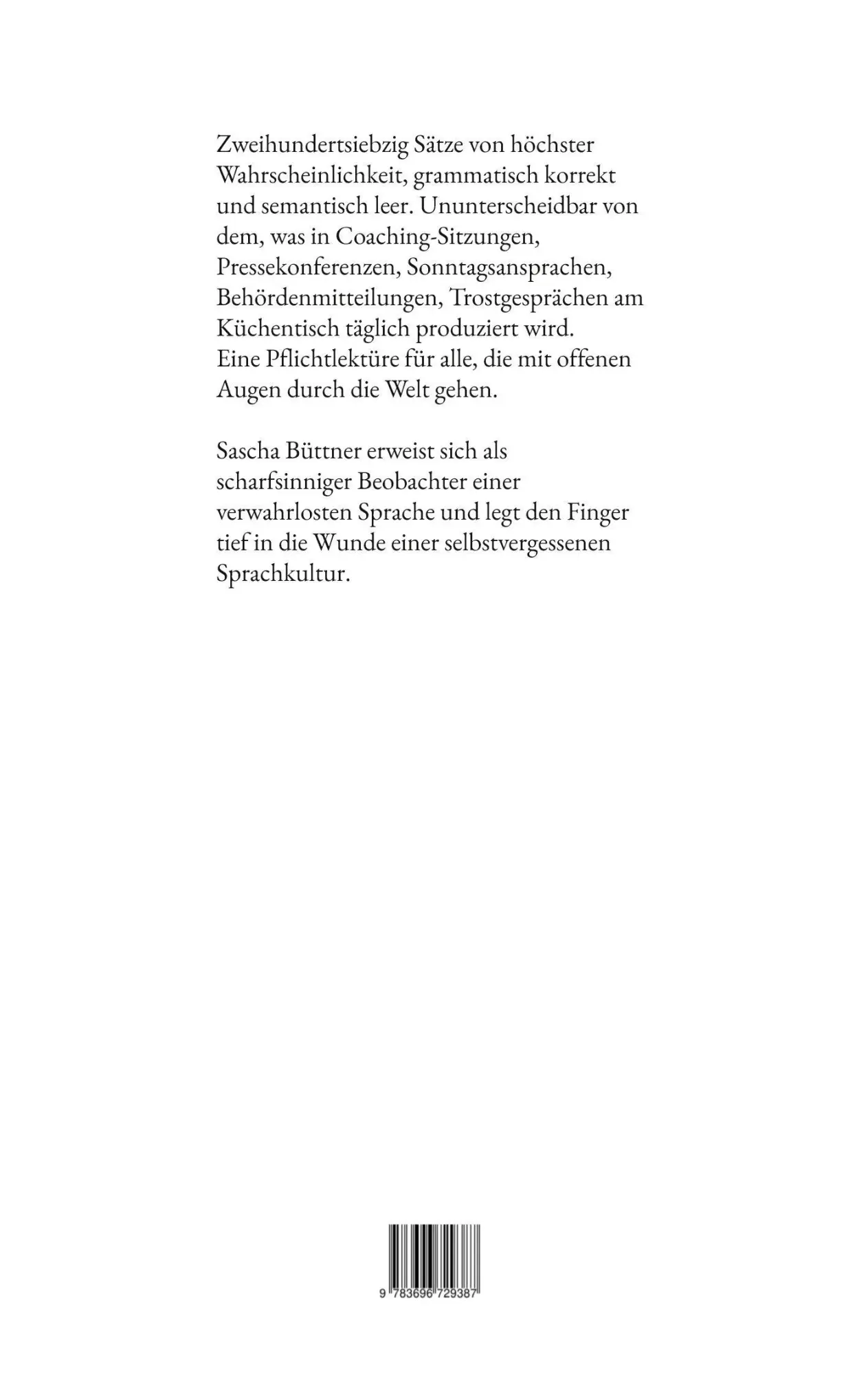 Rückseite: 9783696729387 | Sinnlose Sätze | Sascha Büttner | Taschenbuch | 292 S. | Deutsch